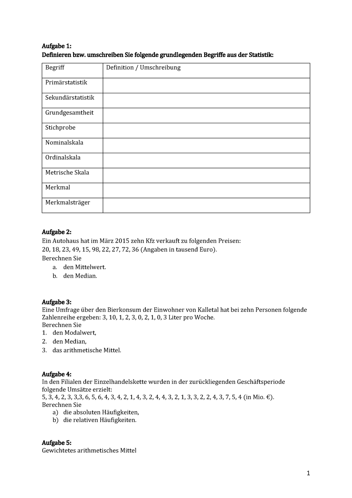 Statistik Uebung 19 02 12345 Technische Hochschule Owl Studocu