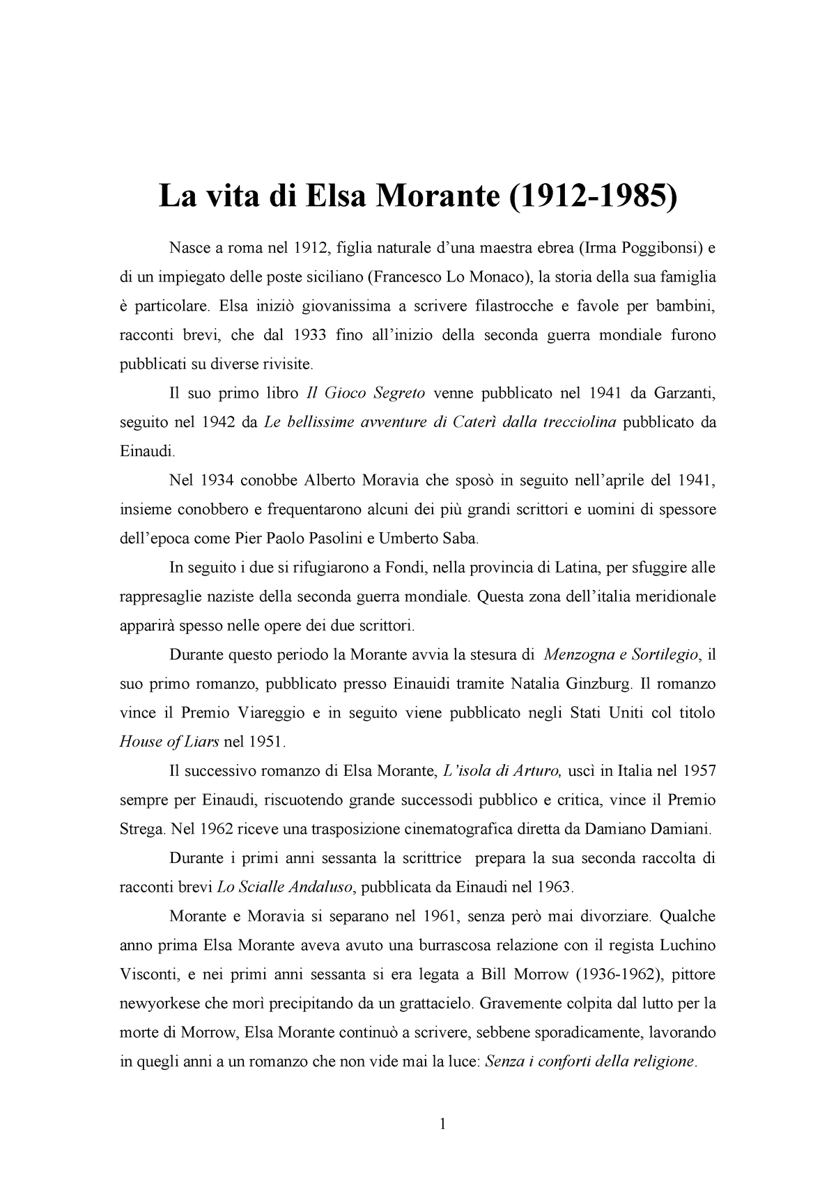 Riassunto libro Menzogna e Sortilegio - Elsa Morante - Menzogna e Sortilegio  - Elsa Morante - Studocu