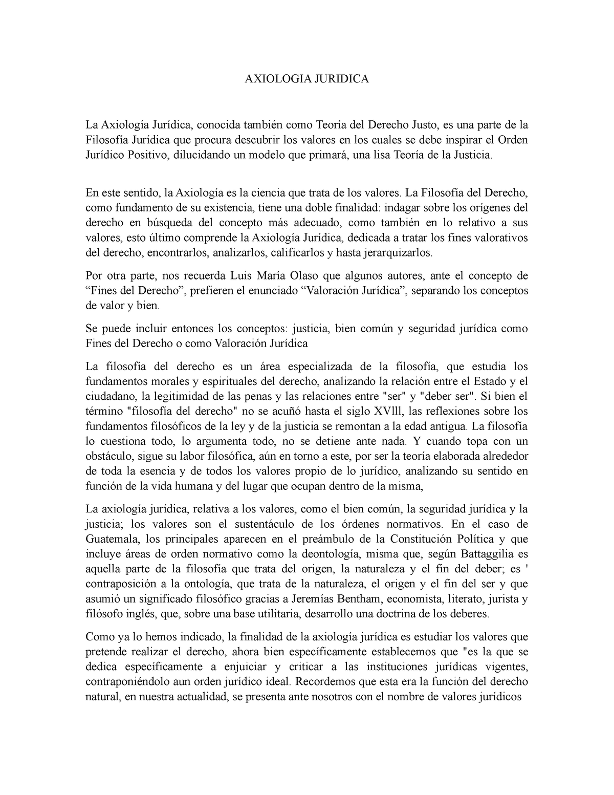 La Axiología Jurídica Del Derecho Axiologia Juridica La Axiología Jurídica Conocida También 2082