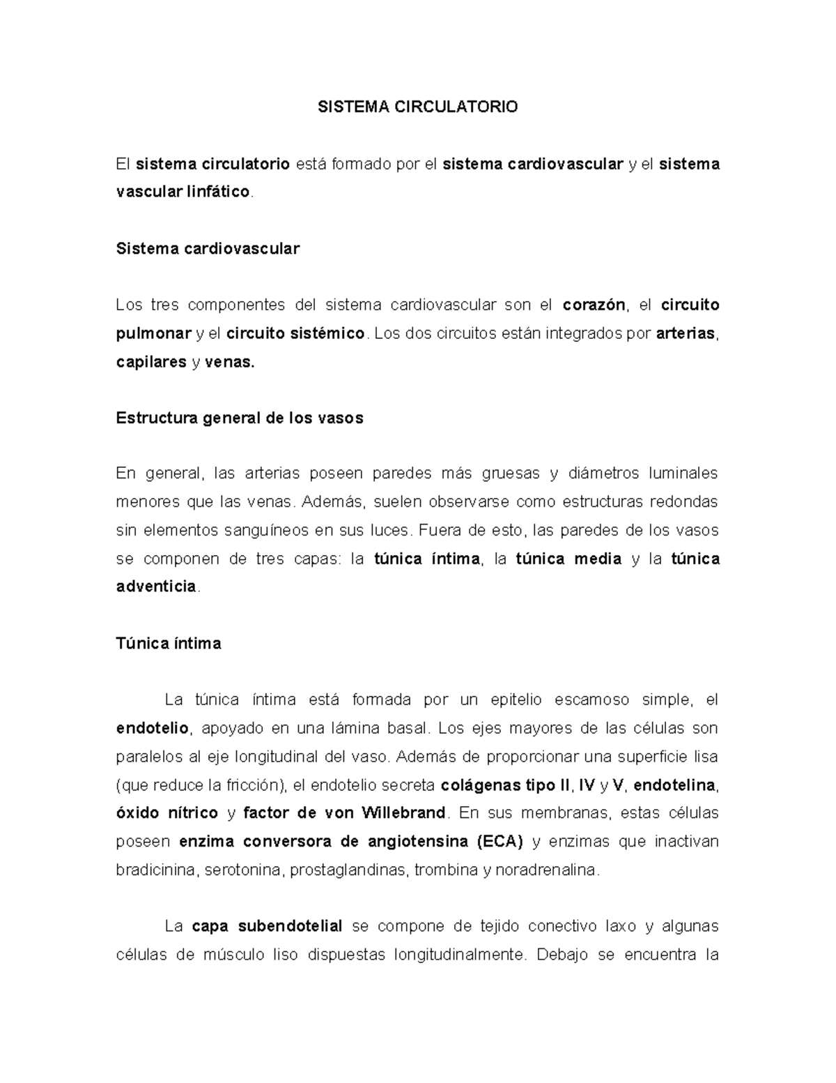 3 tipos de vasos en el sistema circulatorio