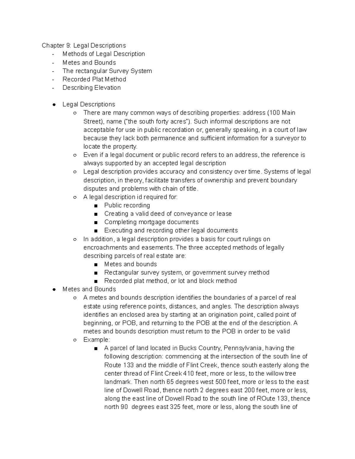 Chapter 9 Legal Descriptions Chapter 9 Legal Descriptions Methods