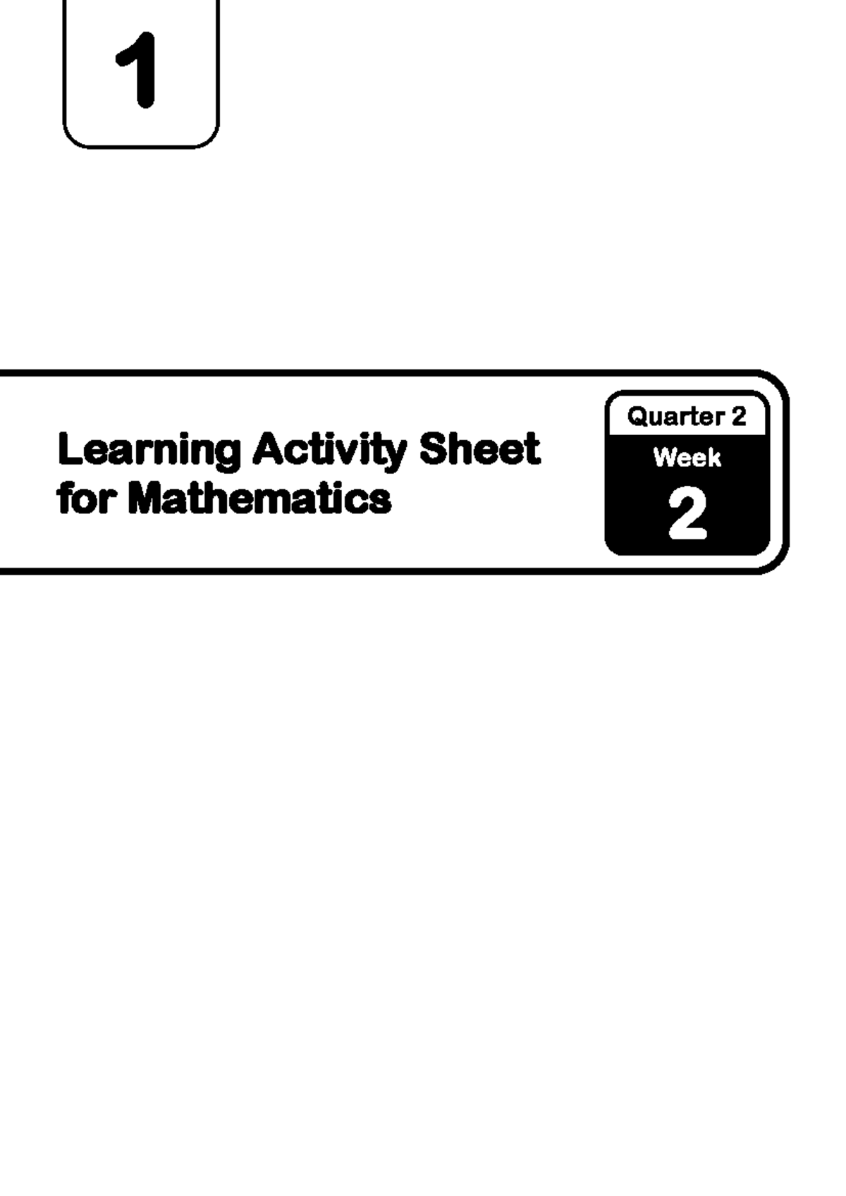 LAS Math 1 Q2 Week 2 - Learning Materials - 1 Learning Activity Sheet ...
