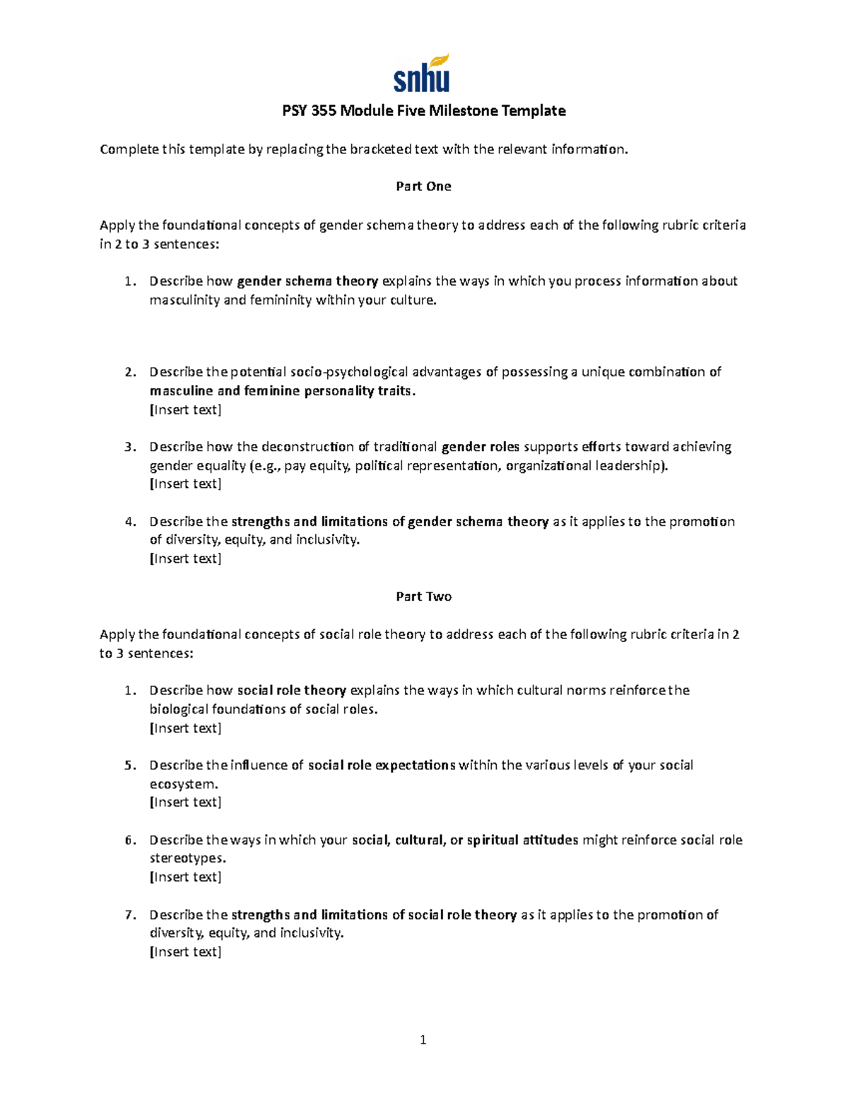 PSY 355 Module Five Milestone Template - PSY 355 Module Five Milestone ...