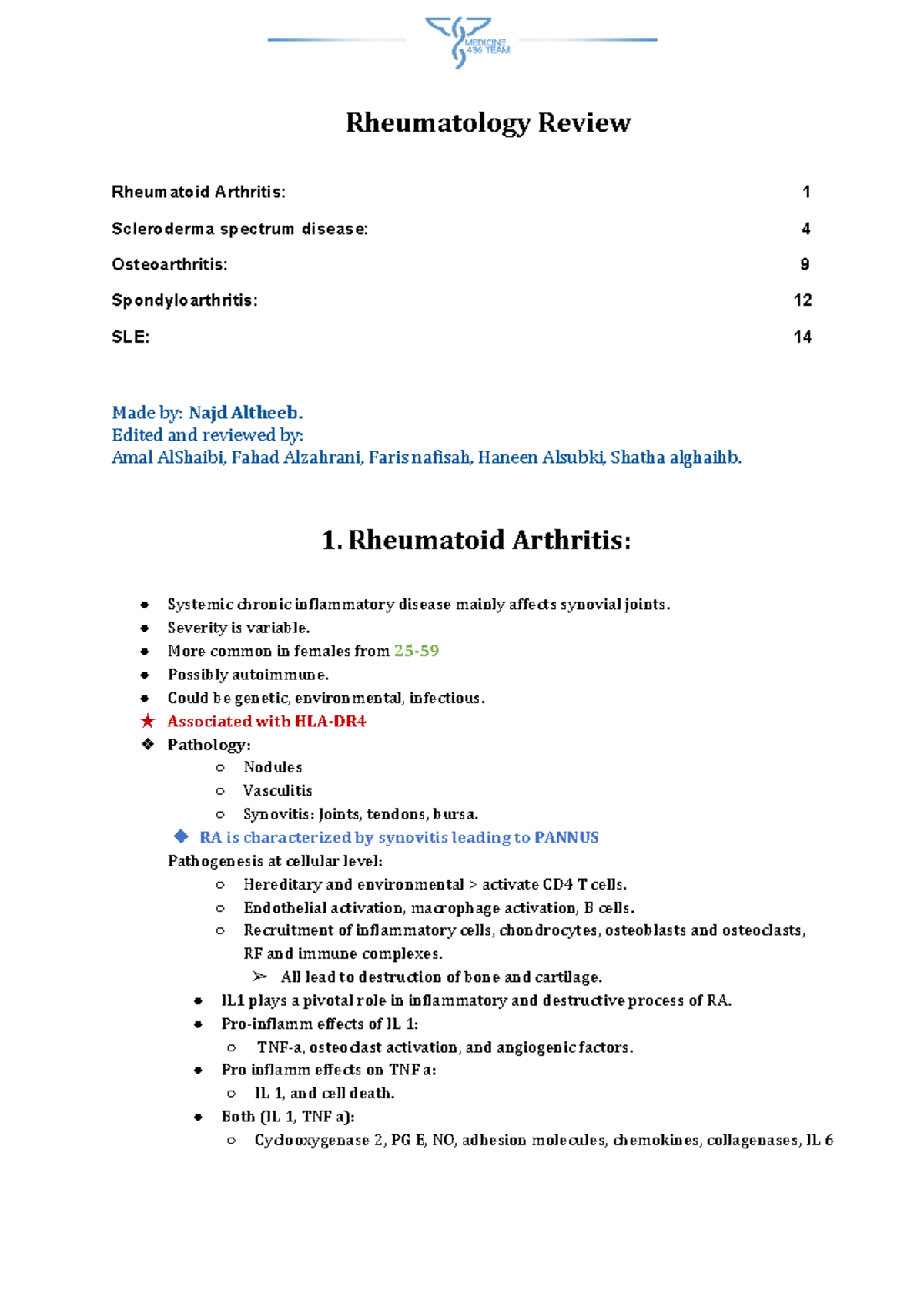 Rheumatology Review - Rheumatology Review Rheumatoid Arthritis: 1 ...
