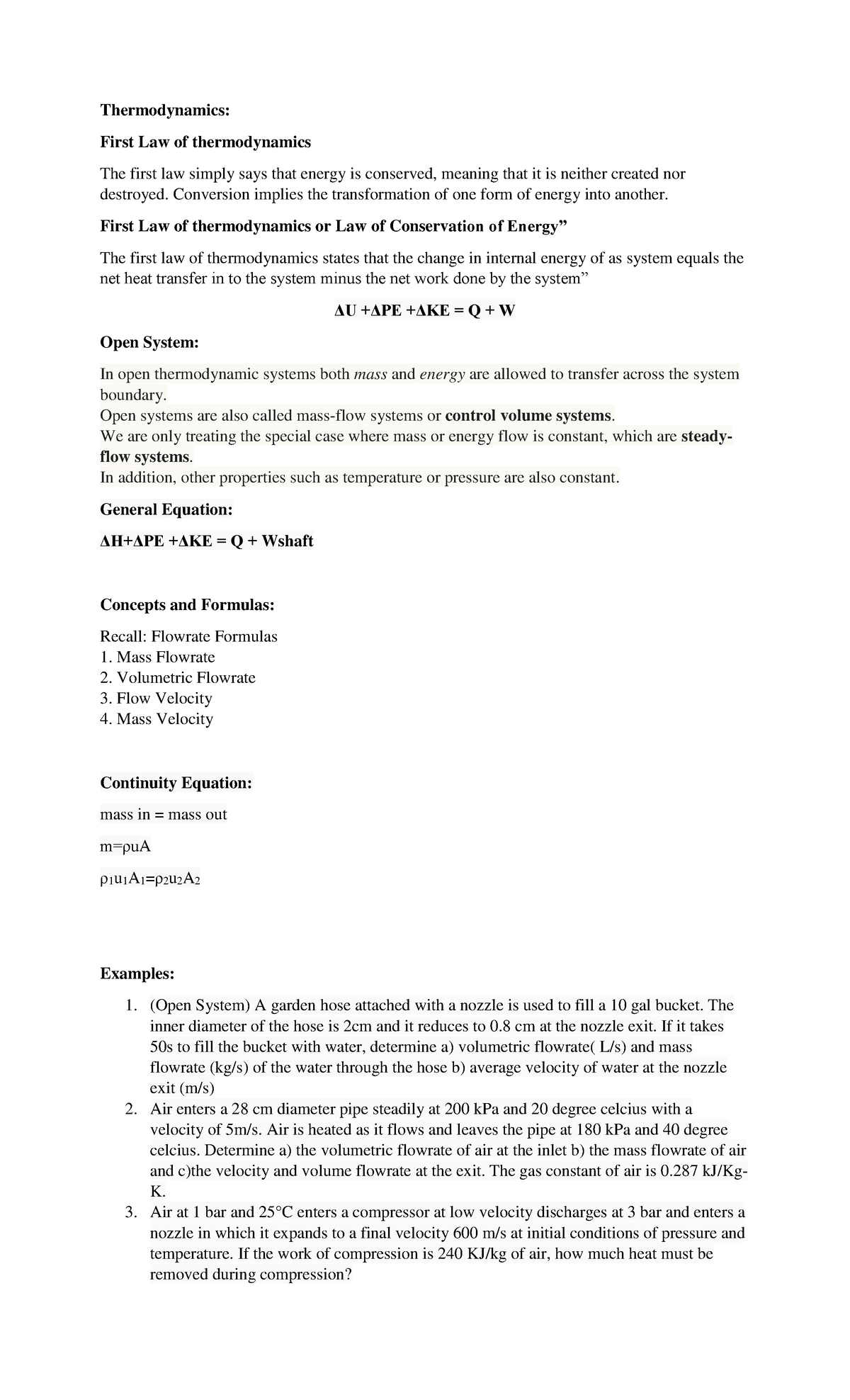 Thermodynamics-Open System - Thermodynamics: First Law of ...