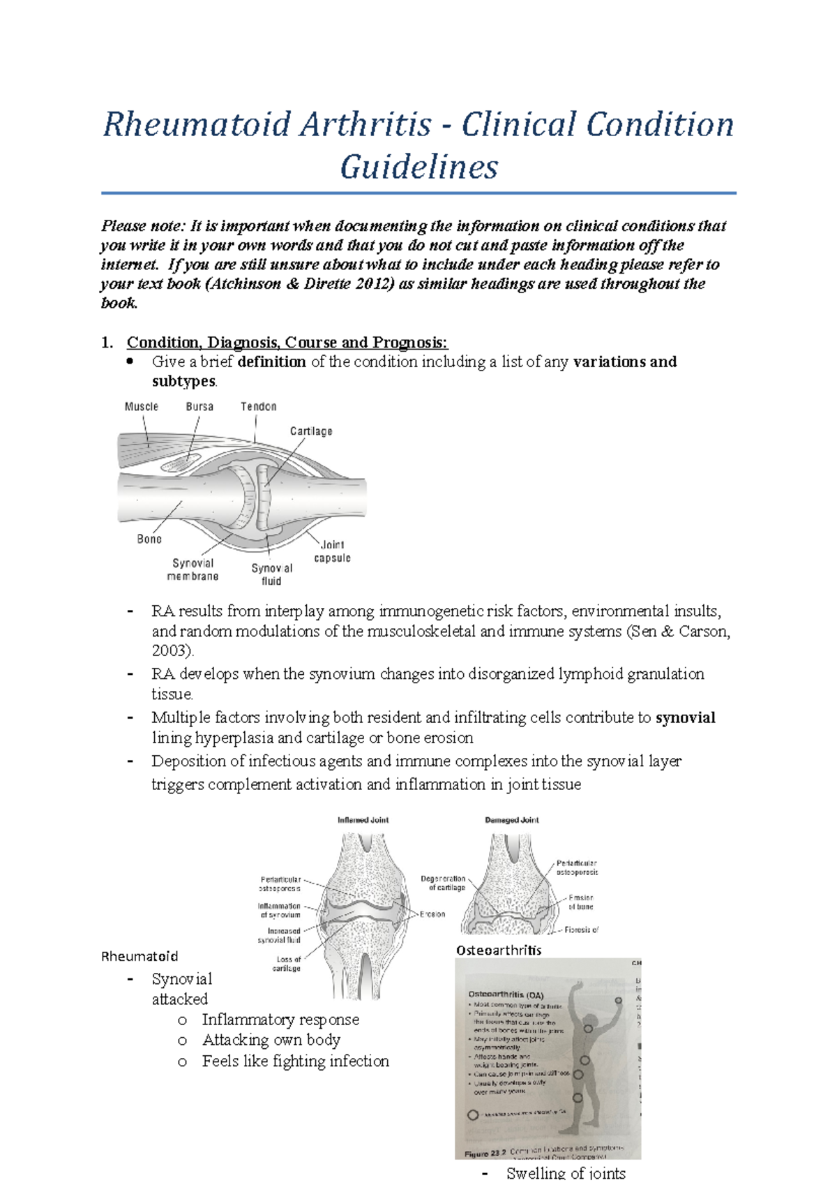 Rheumatoid Arthritis clinical conditions Rheumatoid Arthritis