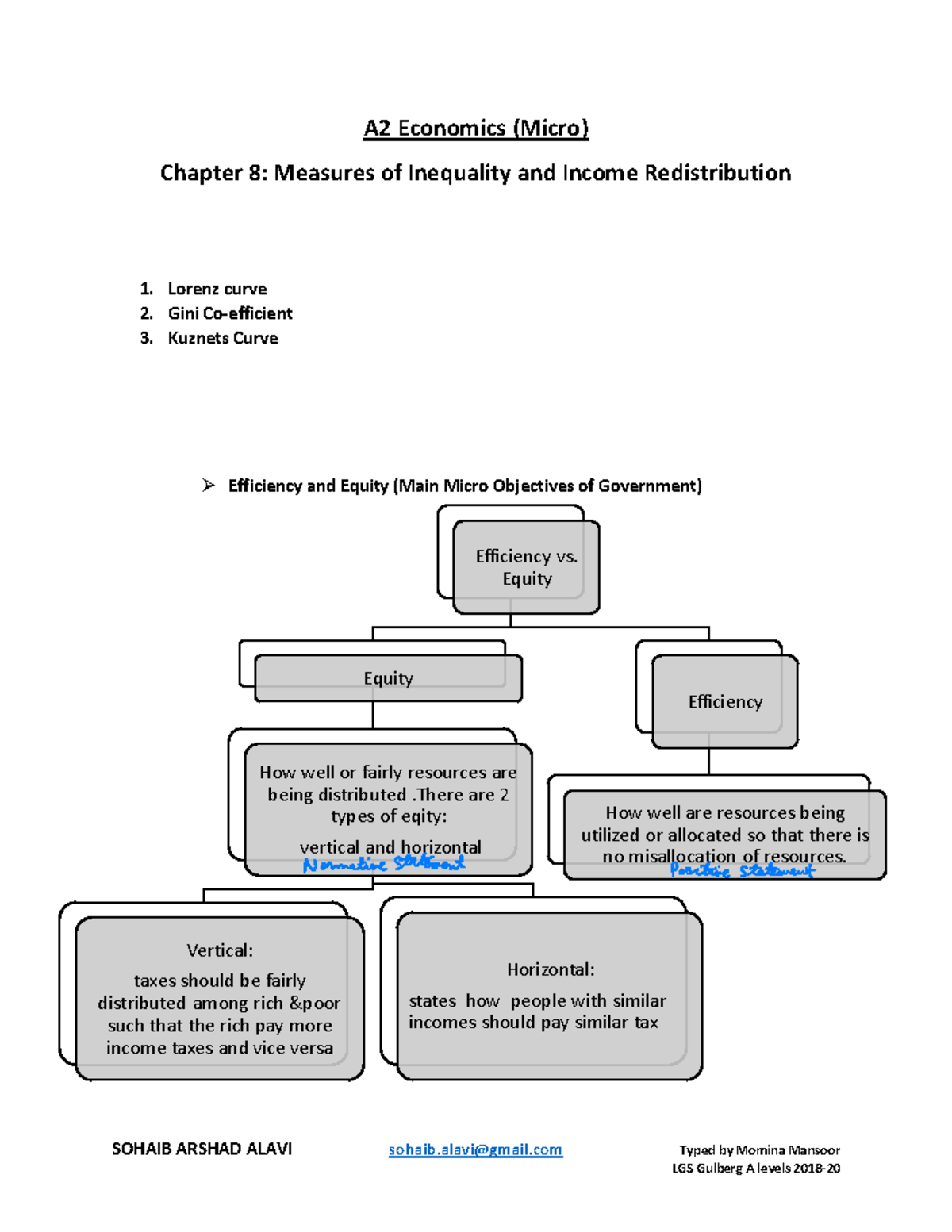 A2 Economics chapter 7 - SOHAIB ARSHAD ALAVI sohaib@gmail Typed by ...