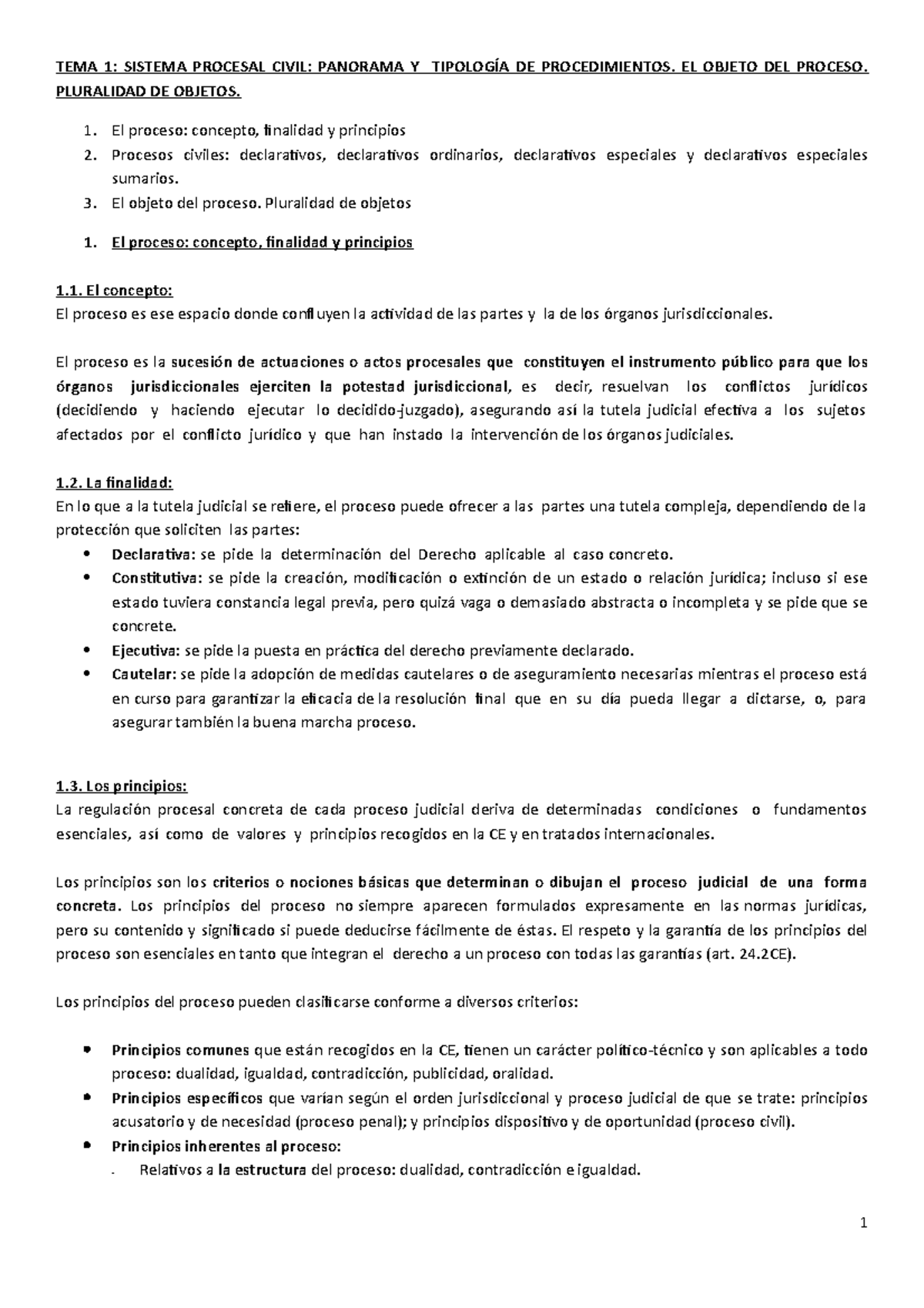 TEMA 1 apuntes TEMA 1 SISTEMA PROCESAL CIVIL PANORAMA Y TIPOLOGÍA TEMA 1 apuntes TEMA 1 SISTEMA PROCESAL CIVIL PANORAMA Y TIPOLOGÍA