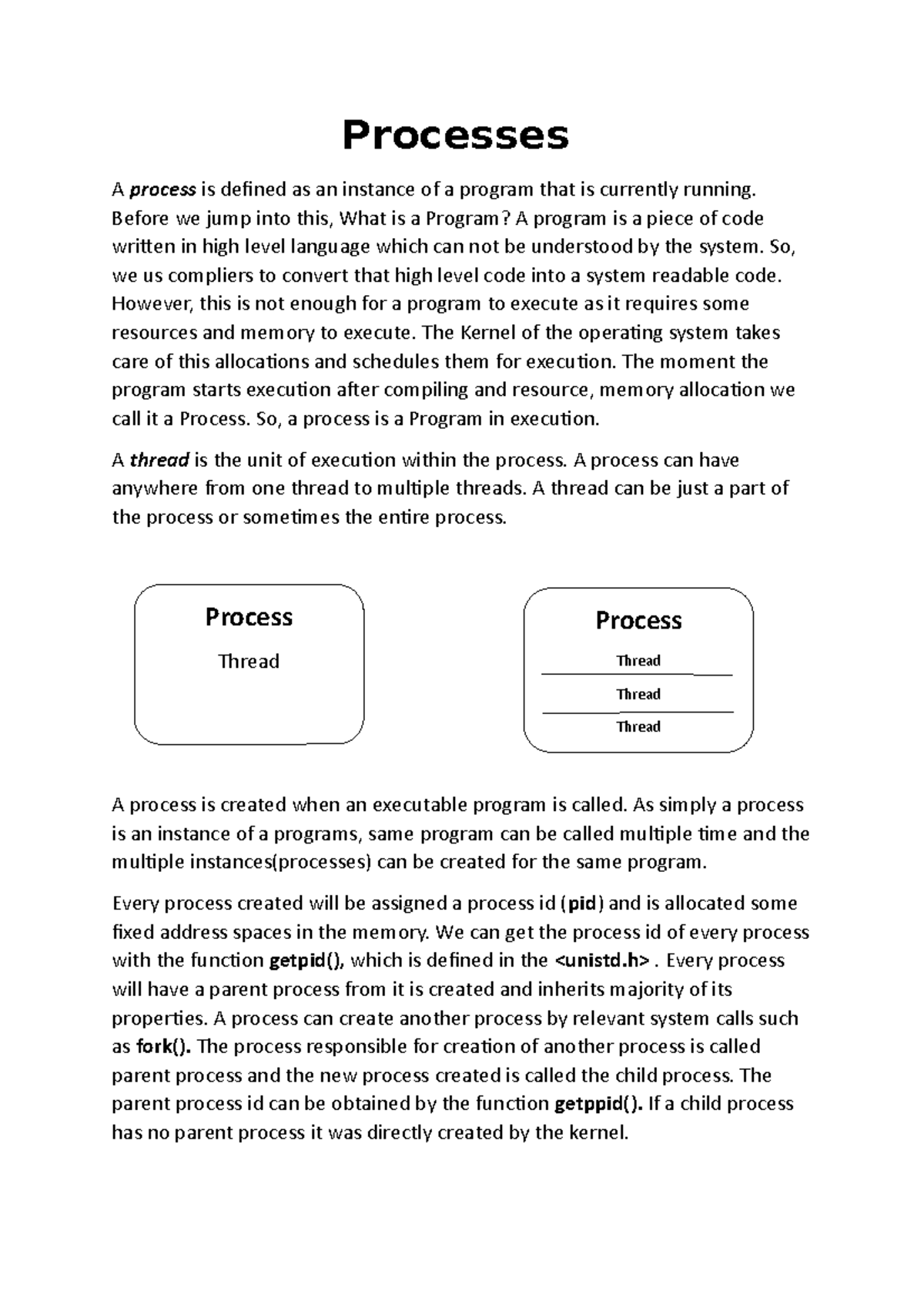 SP - Paper - PROCESSES - Processes A process is defined as an instance ...