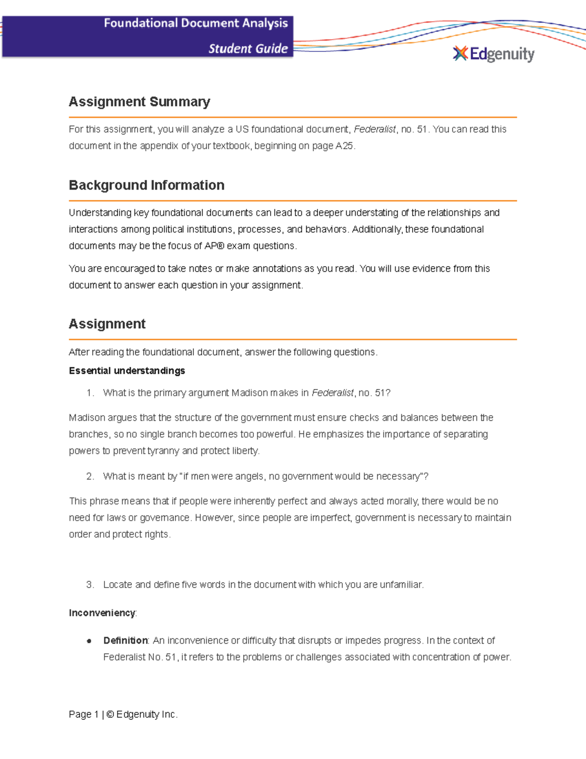 Project-Foundational Document-Federalist no. 51-Student guide ...