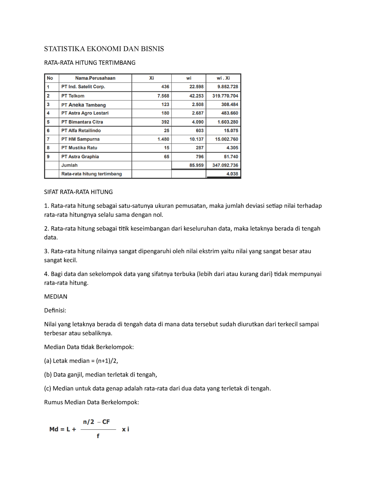 Statistika Ekonomi DAN Bisnis 7 - STATISTIKA EKONOMI DAN BISNIS RATA ...