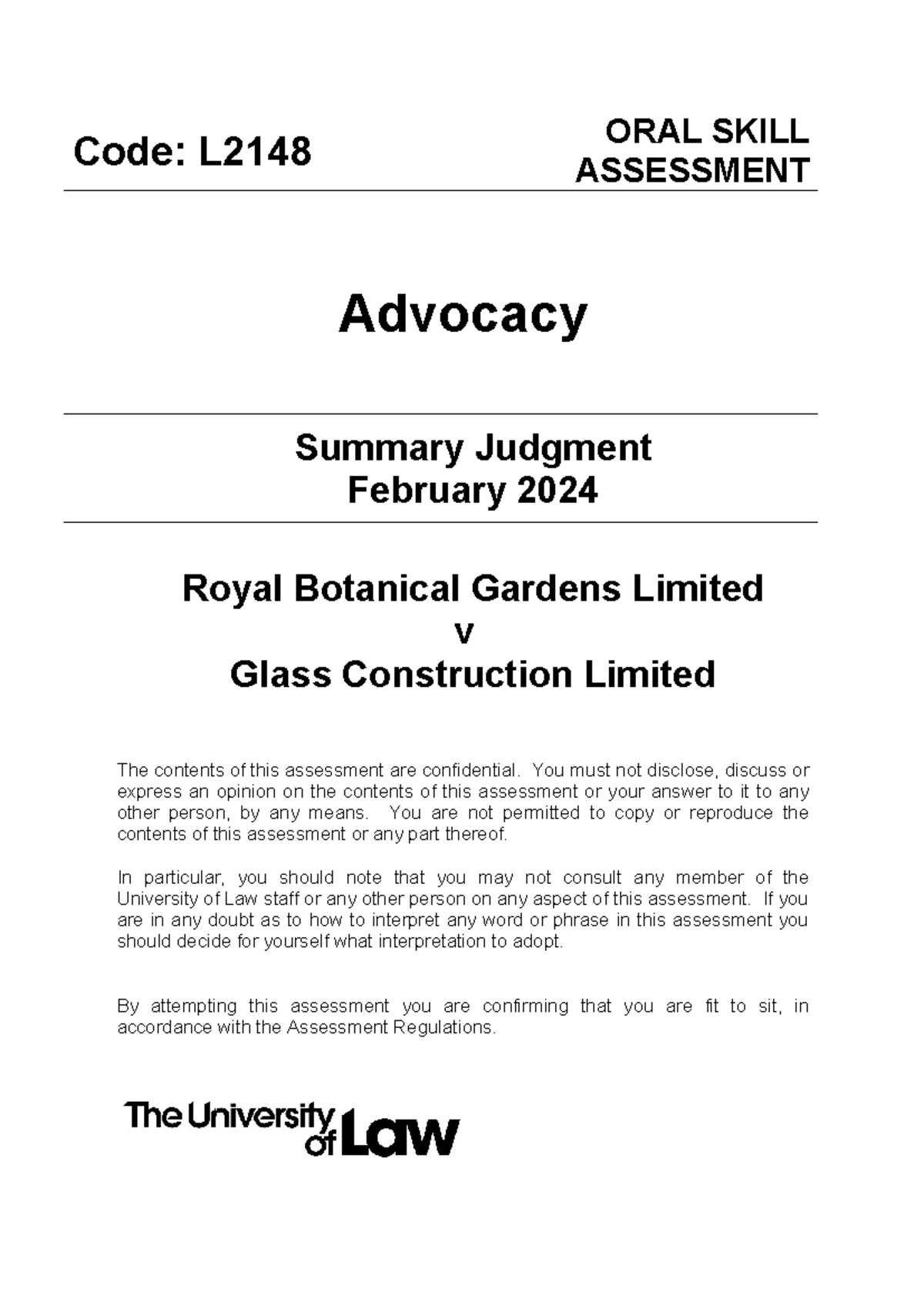 L2148 adv feb24 assessment final v2 - Code: L ORAL SKILL ASSESSMENT ...