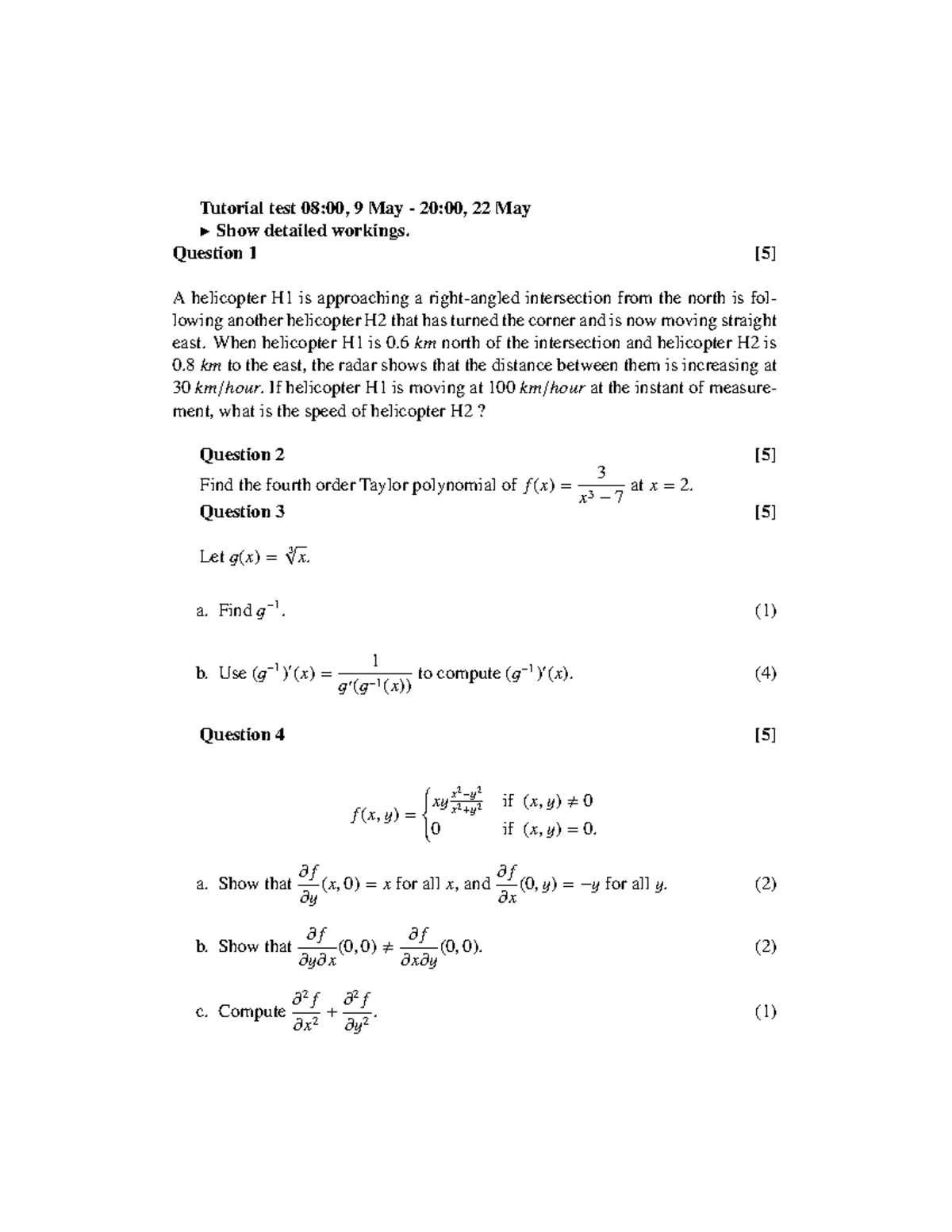 Tutorial test 9 May - Tutorial test 08:00, 9 May - 20:00, 22 May Show ...