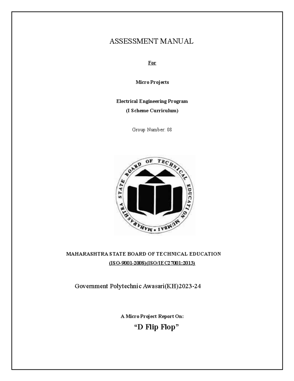 DEMM - Micro project - ASSESSMENT MANUAL For Micro Projects Electrical ...