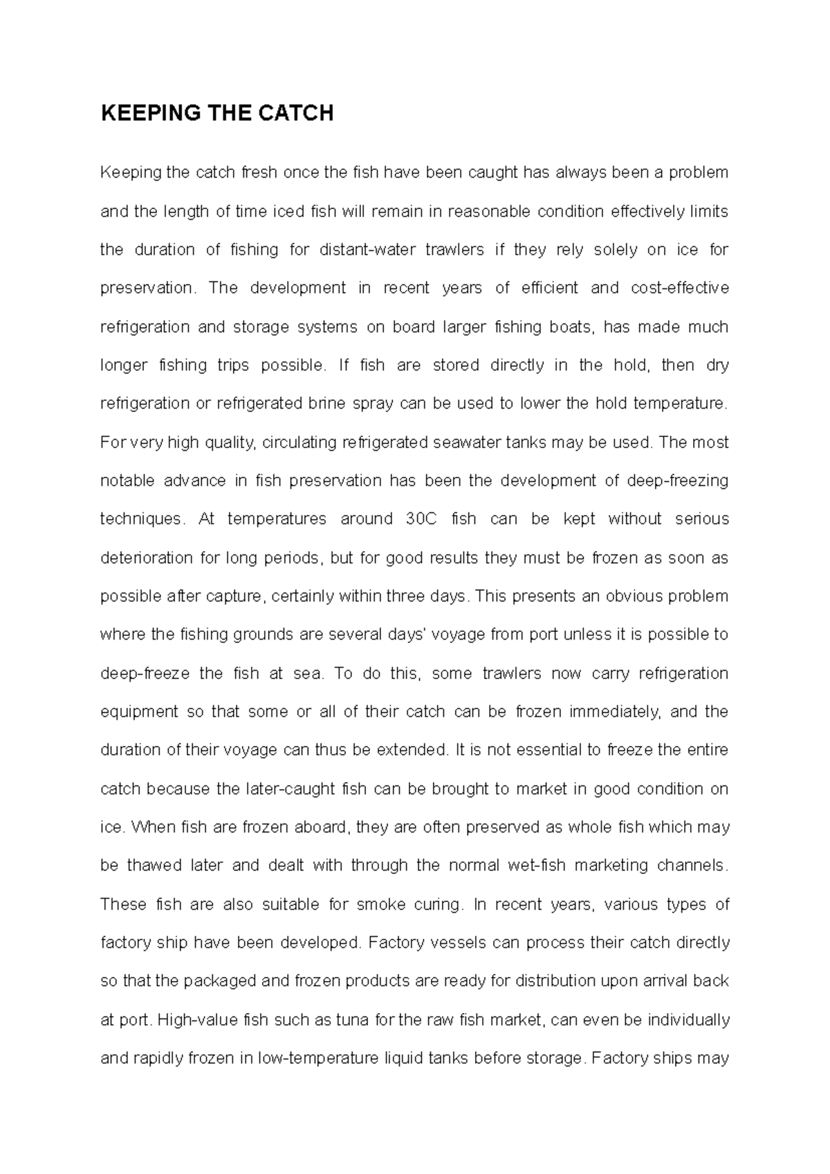 Keeping THE Catch - lecture notes related to marine ecology - KEEPING ...