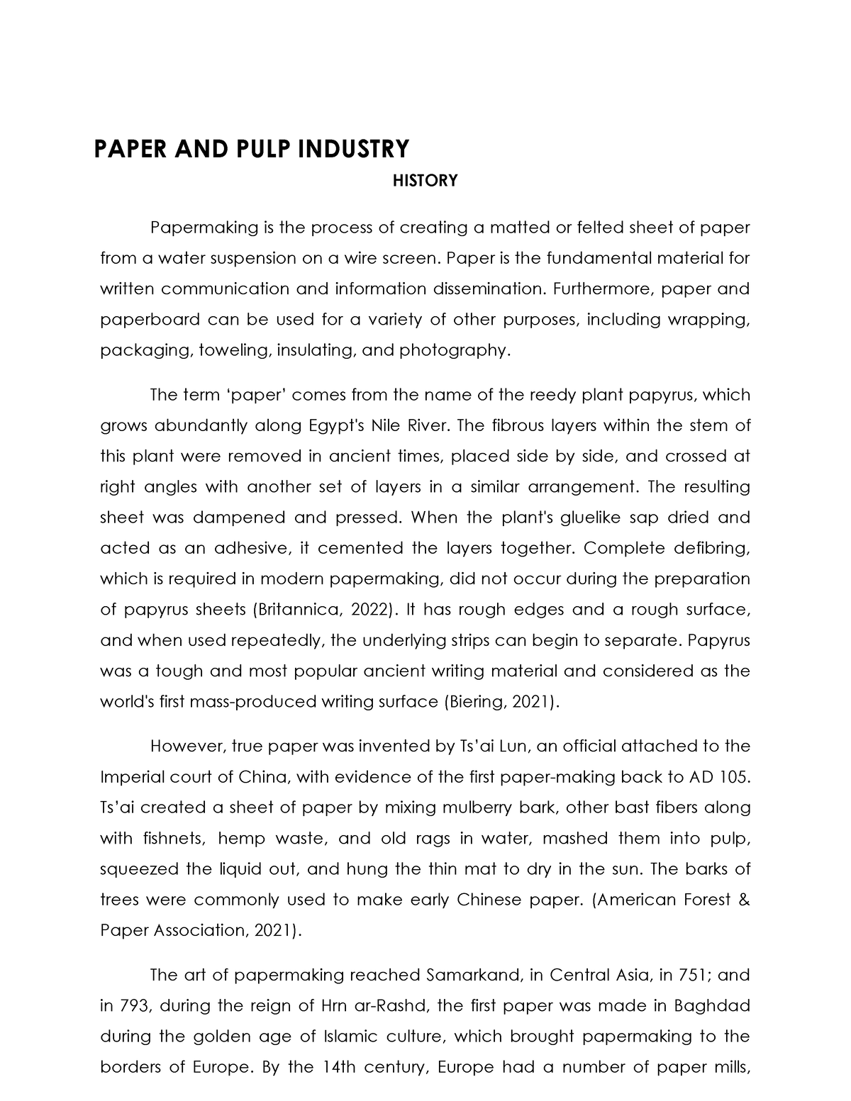 research papers on paper and pulp industries