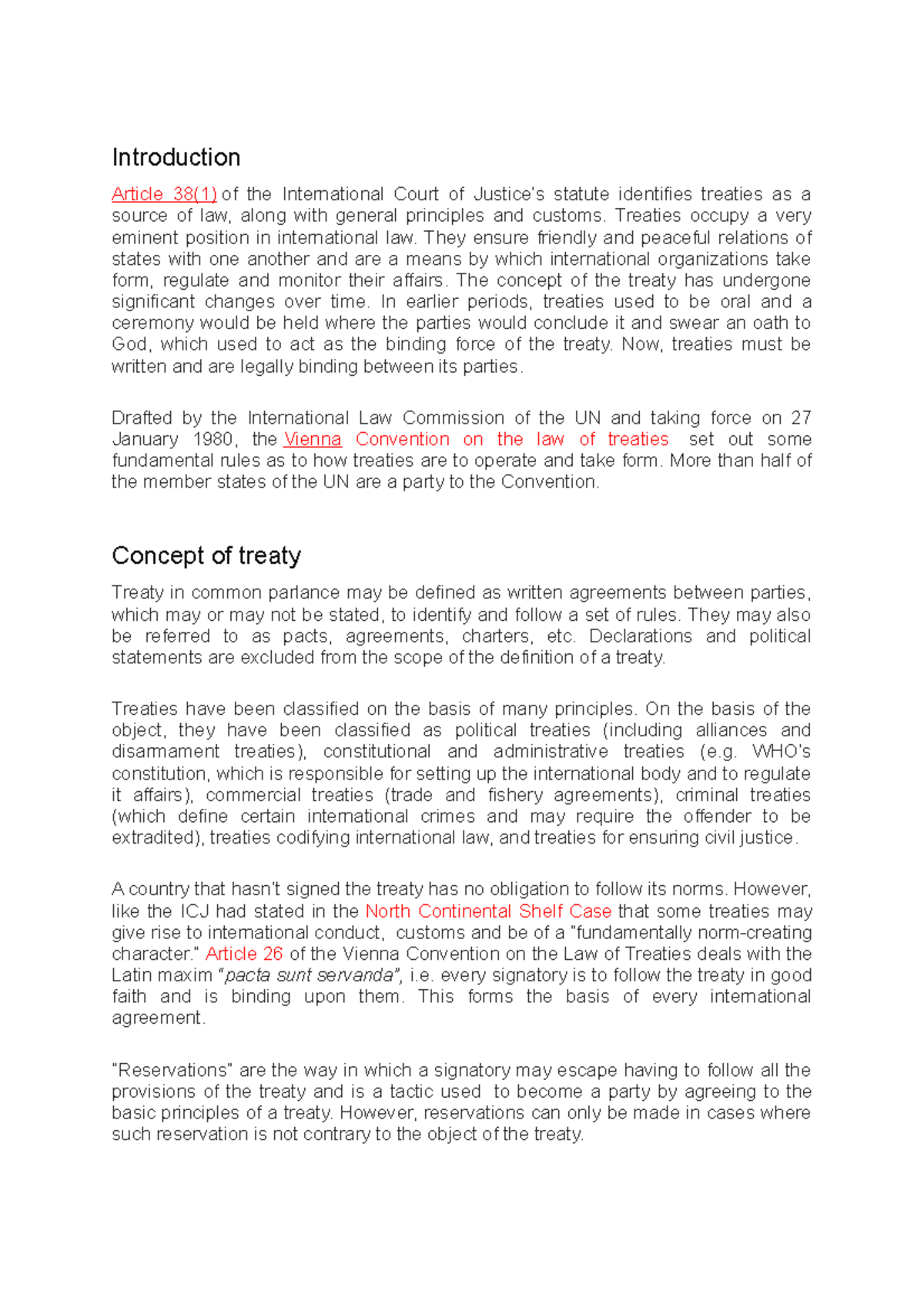 Treaties general overview - Introduction Article 38(1) of the ...