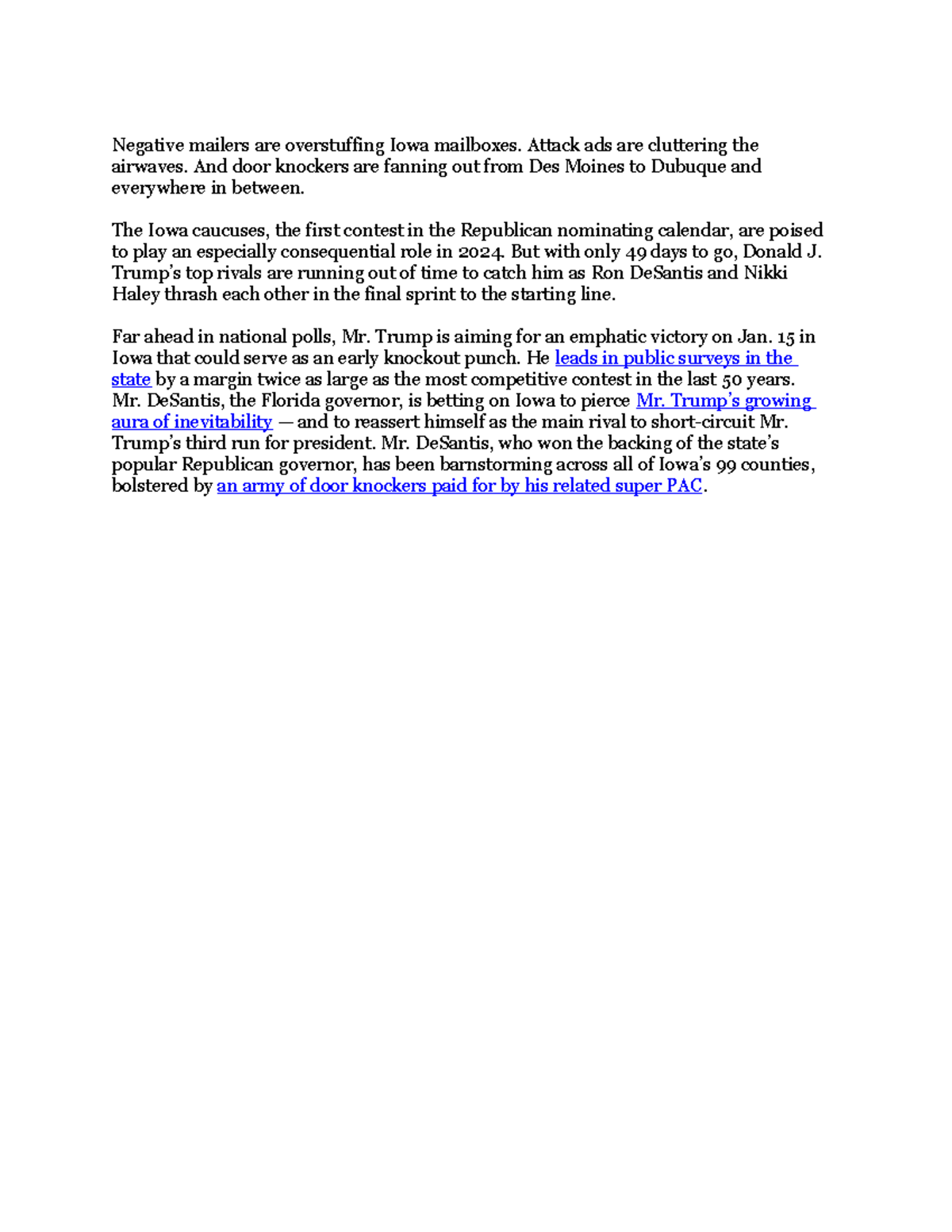 Summary of class Negative mailers are overstuffing Iowa mailboxes