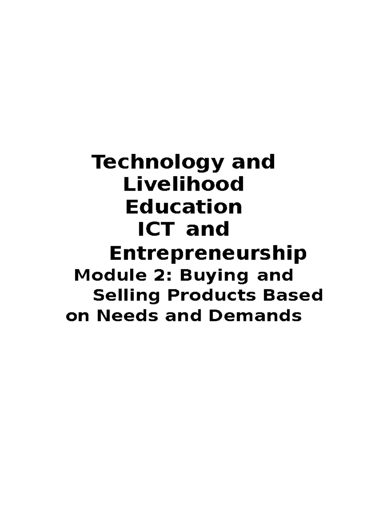 TLEICT 7 BuyingandSellingProductsBasedonNeedsandDemands