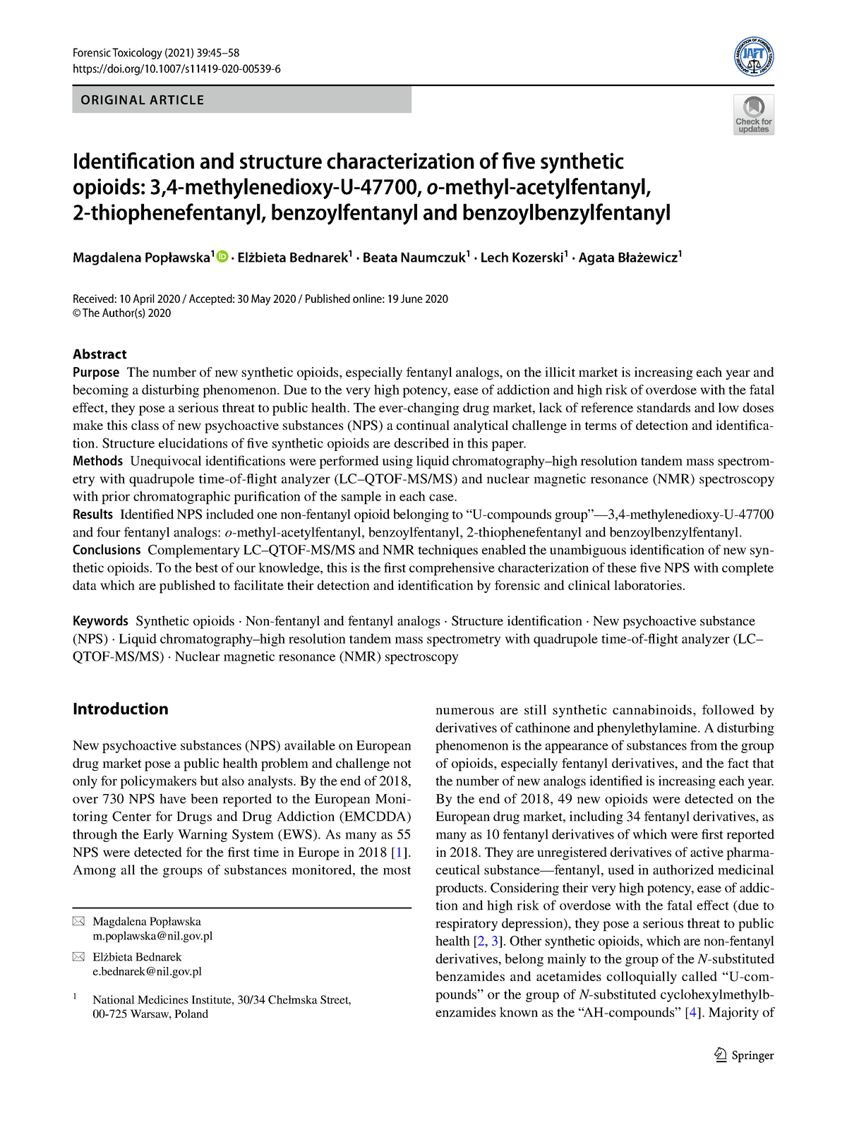 Identifcation and structure characterization of fve synthetic - Vol ...