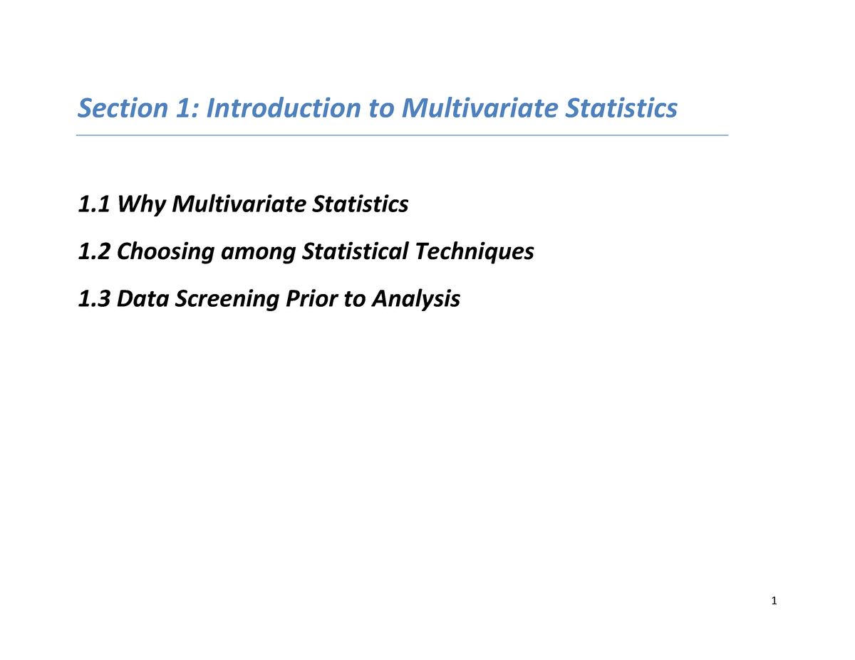 thesis on multivariate statistics