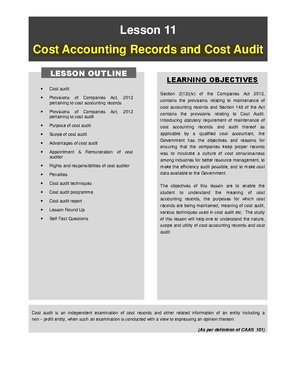 Cost Records - Lesson 6 Cost Records Introduction Non-integrated ...