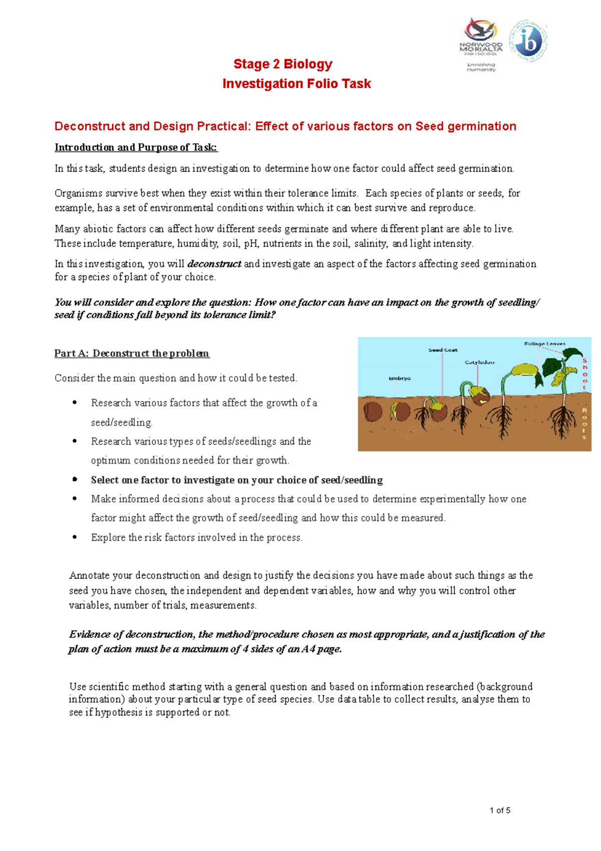 2022 Modified Seed germination deconstruct and design practical - Stage ...
