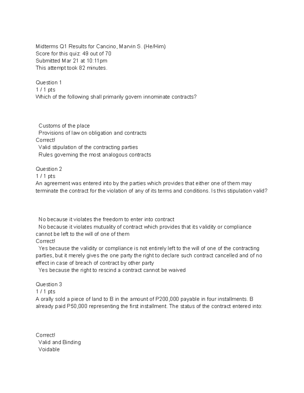 Ba Reg 1 Midterm - oblicon/law - Midterms Q1 Results for Cancino ...