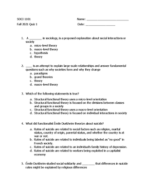 SOCI 1101 Exam 4 FALL 2021 - SOCI 1101 Name ...