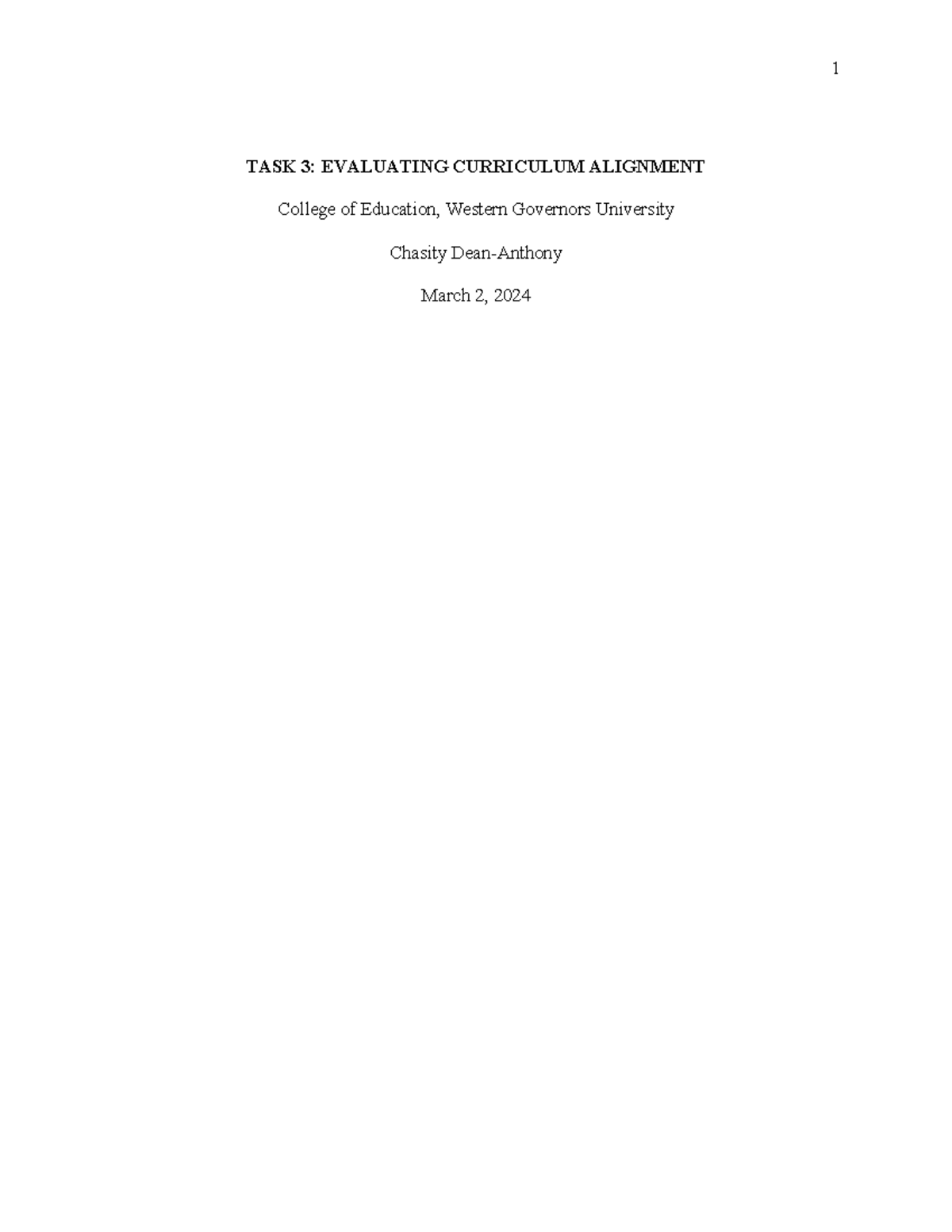 D183 Task 3 Resubmit - Passed - TASK 3: EVALUATING CURRICULUM ALIGNMENT ...