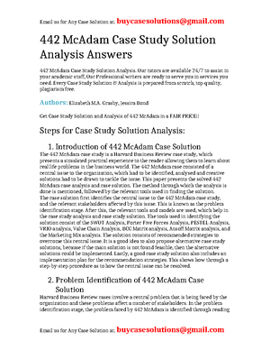 442 mcadam case study solution