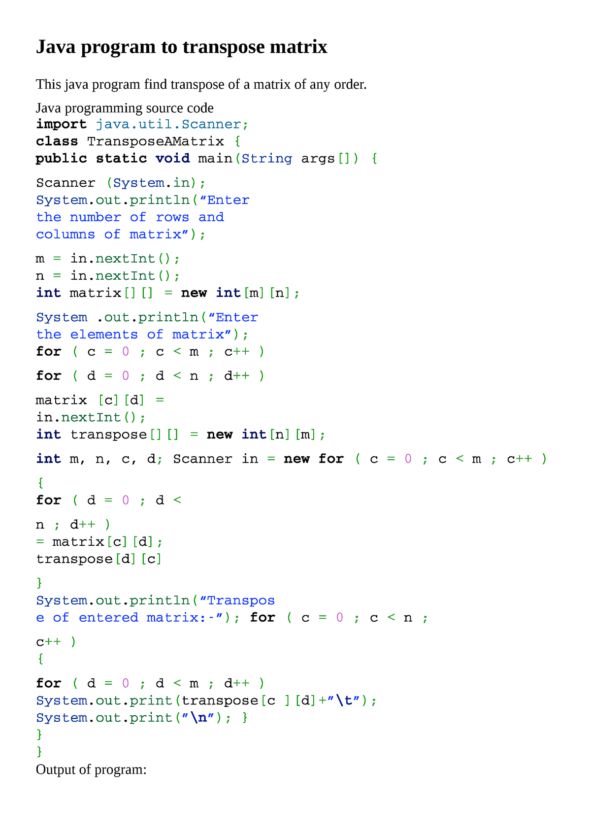 java-programs-with-output-java-program-to-transpose-matrix-this-java