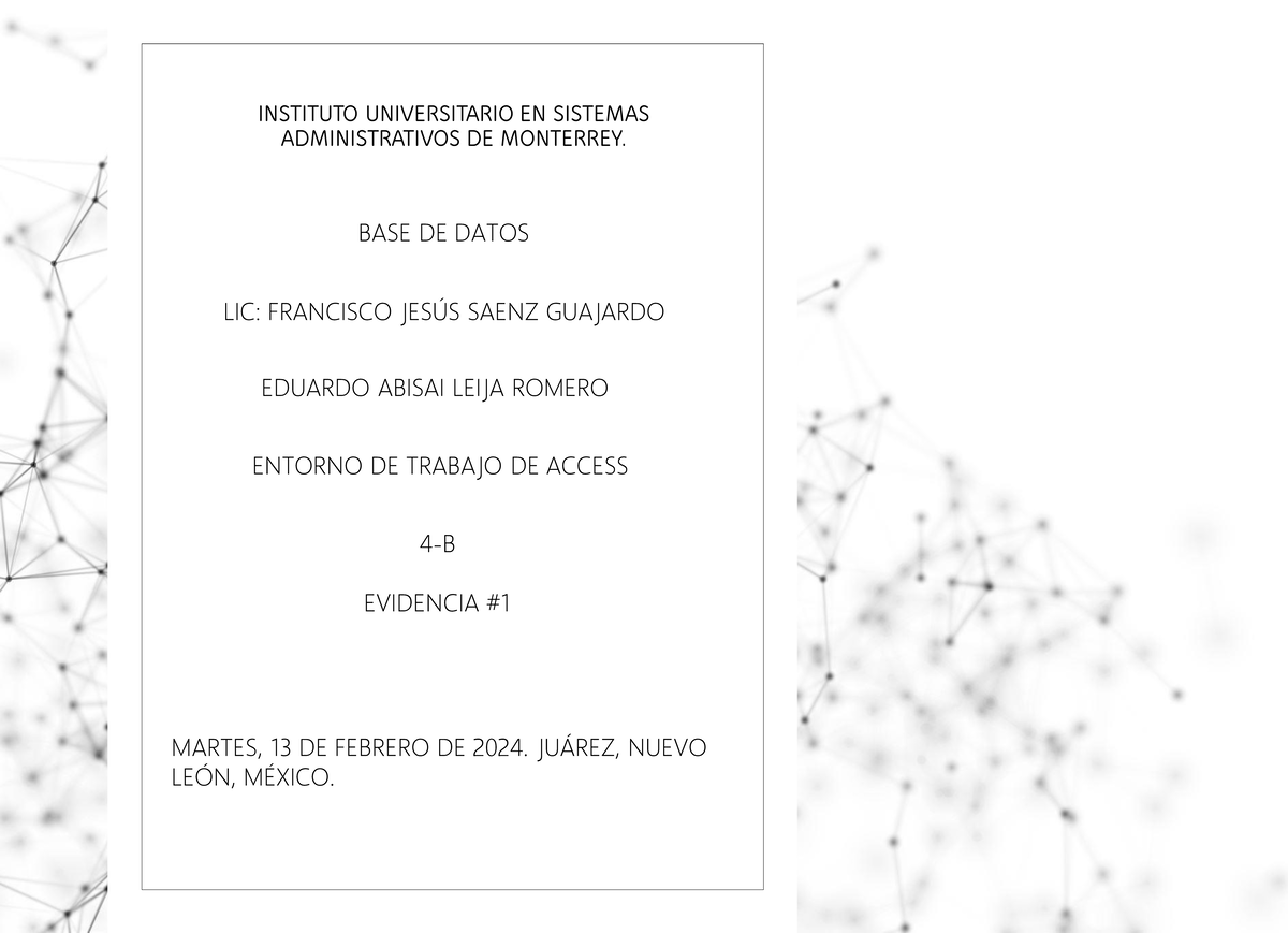Evidencia Base de Datos - INSTITUTO UNIVERSITARIO EN SISTEMAS