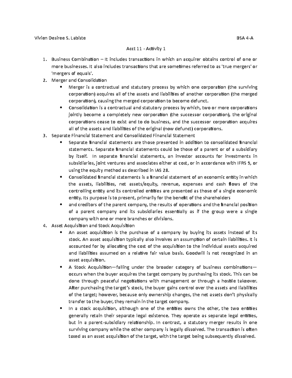 Business Combination Notes (Merger and Consolidation) - Accountancy ...