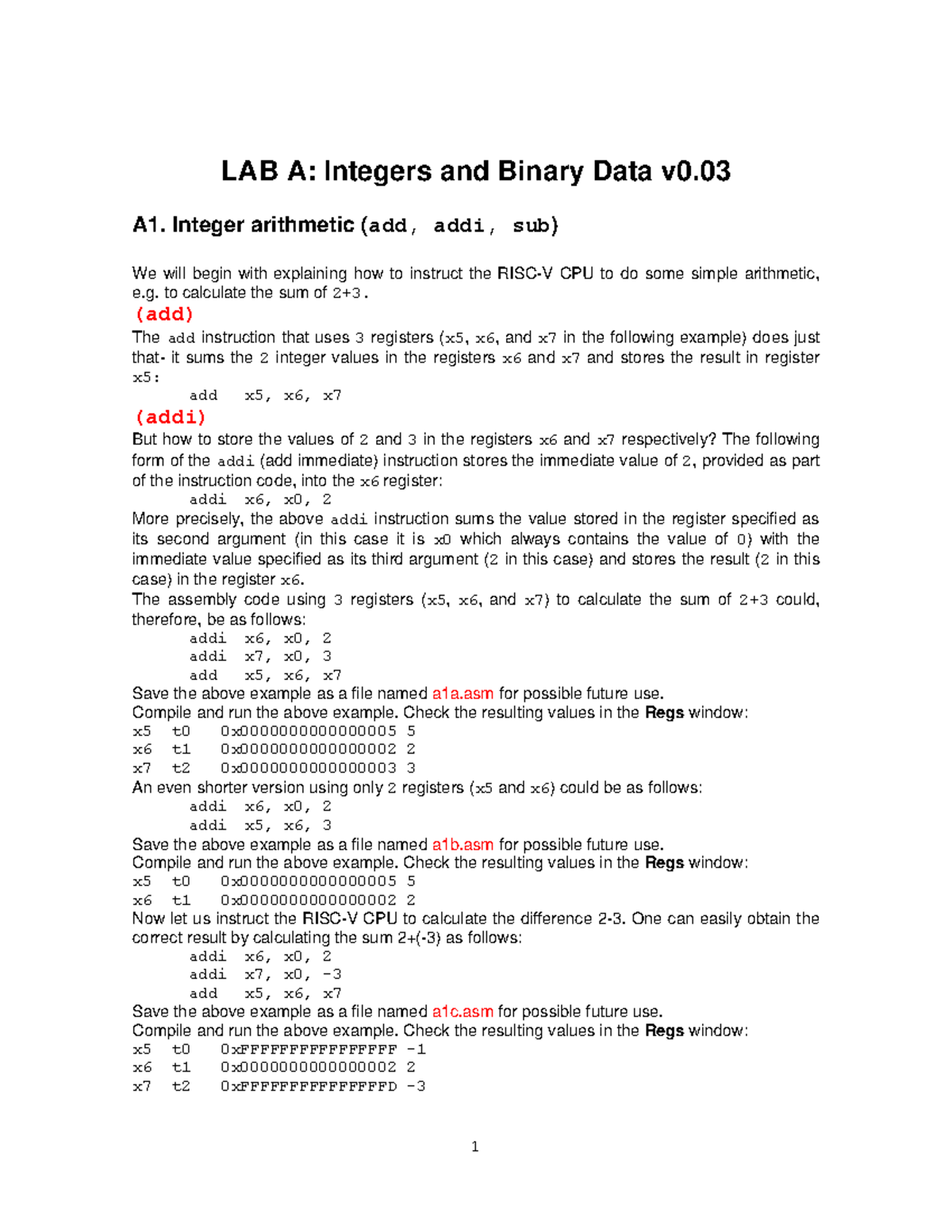 Lab A06 the lab a 06 LAB A Integers and Binary Data v0. A1
