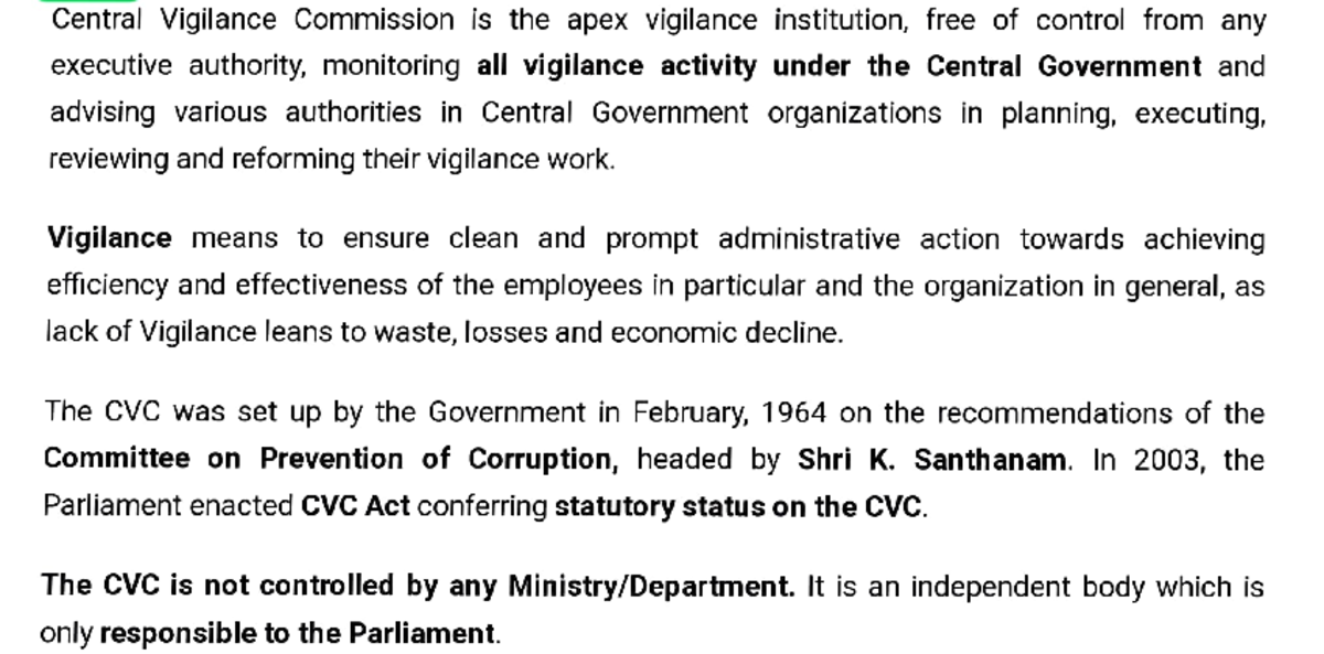 CVC - All about Central Vigilance commission under Admin law ...