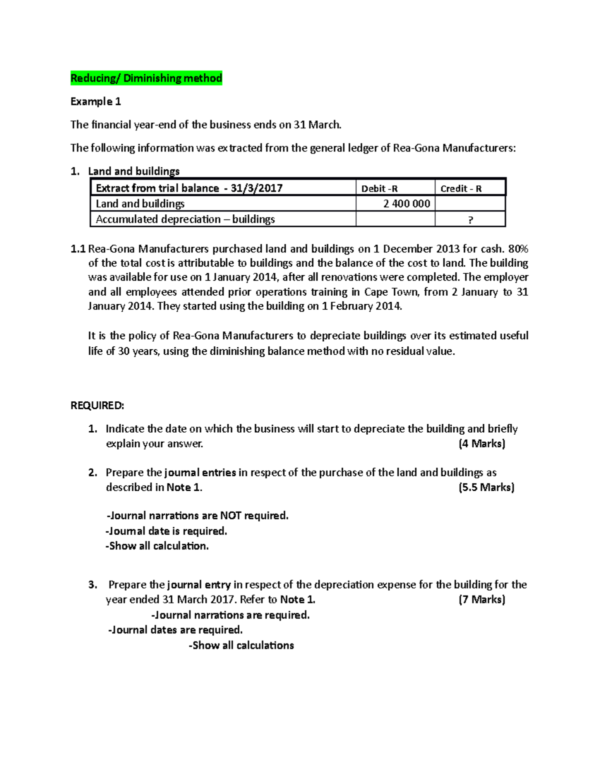 Reducing balance method - examples - Reducing/ Diminishing method ...