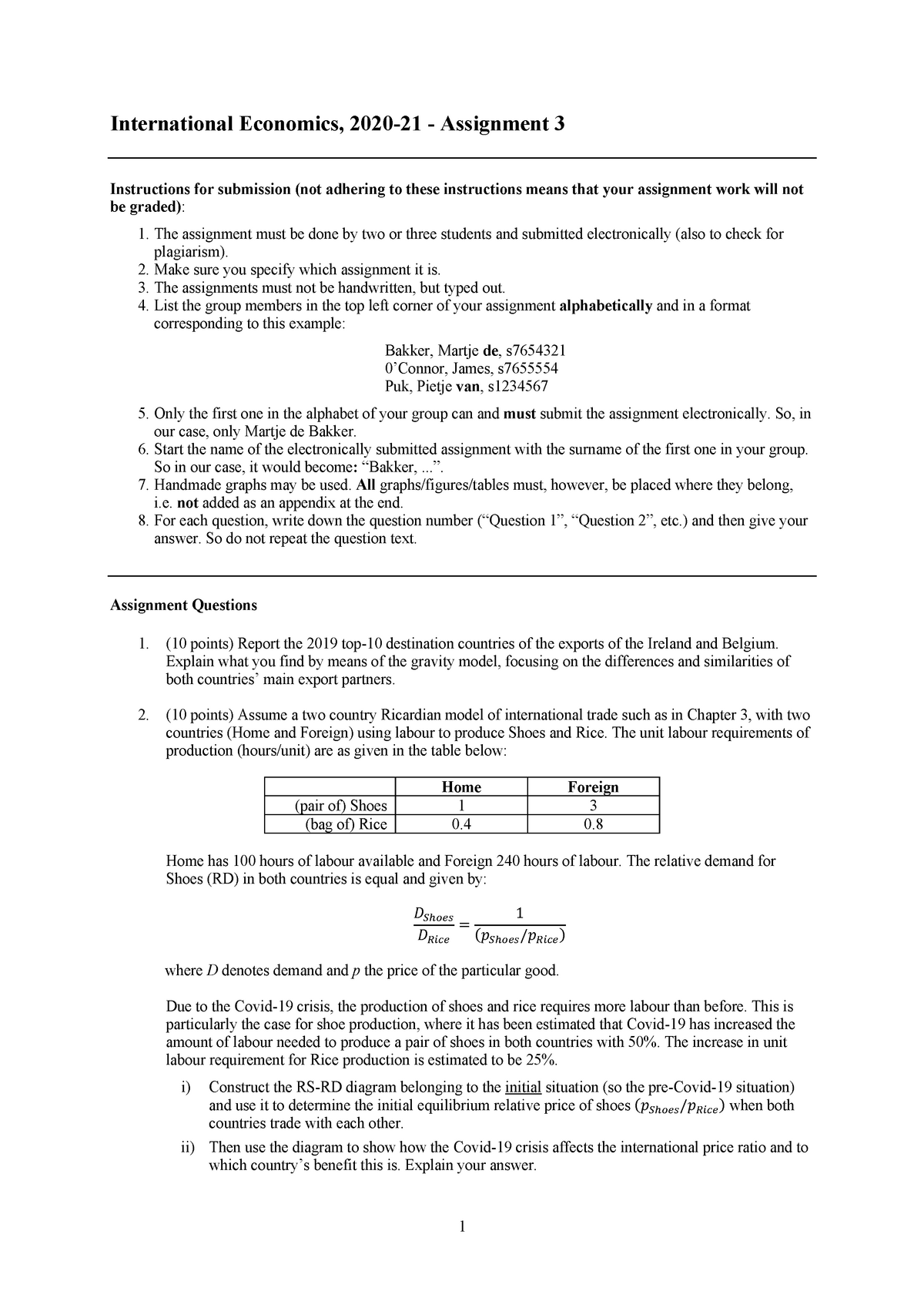 international economics assignment pdf