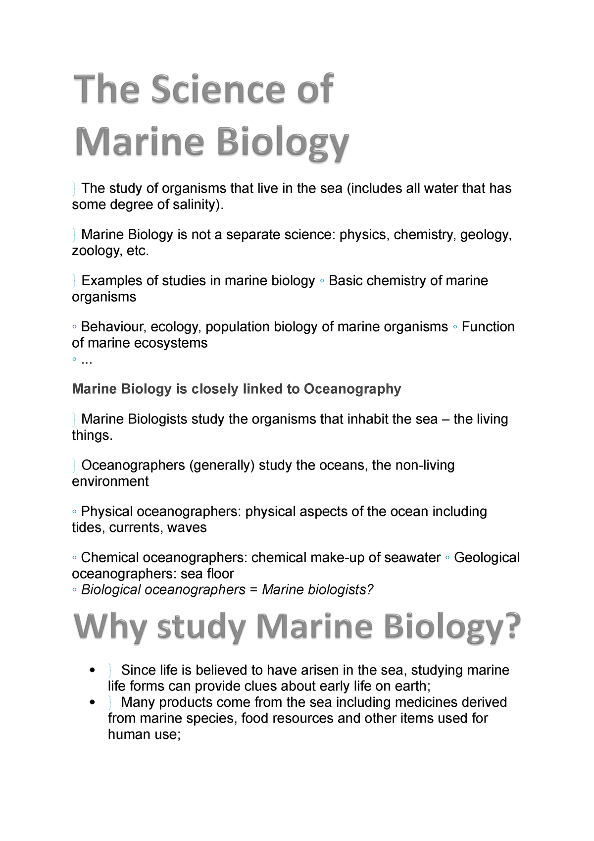 essay about marine biology