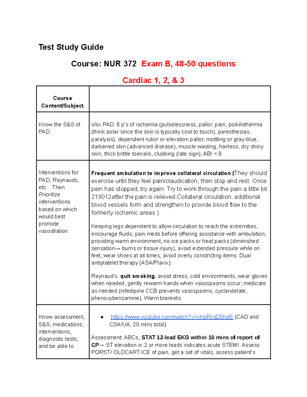 Med Surg Exam Study Guide - Test Study Guide Course: NUR 372 Exam B, 48 ...