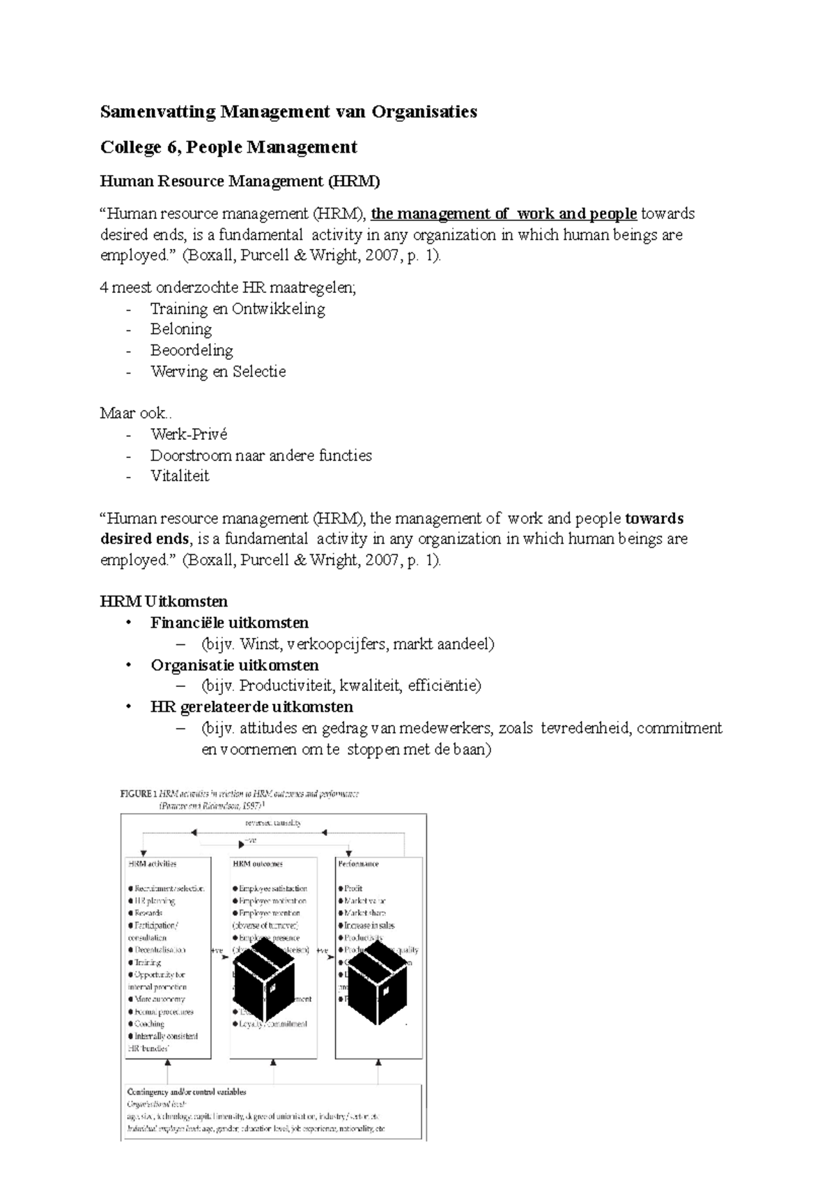 Samenvatting Management Van Organisaties, College 6 - UU - Studeersnel