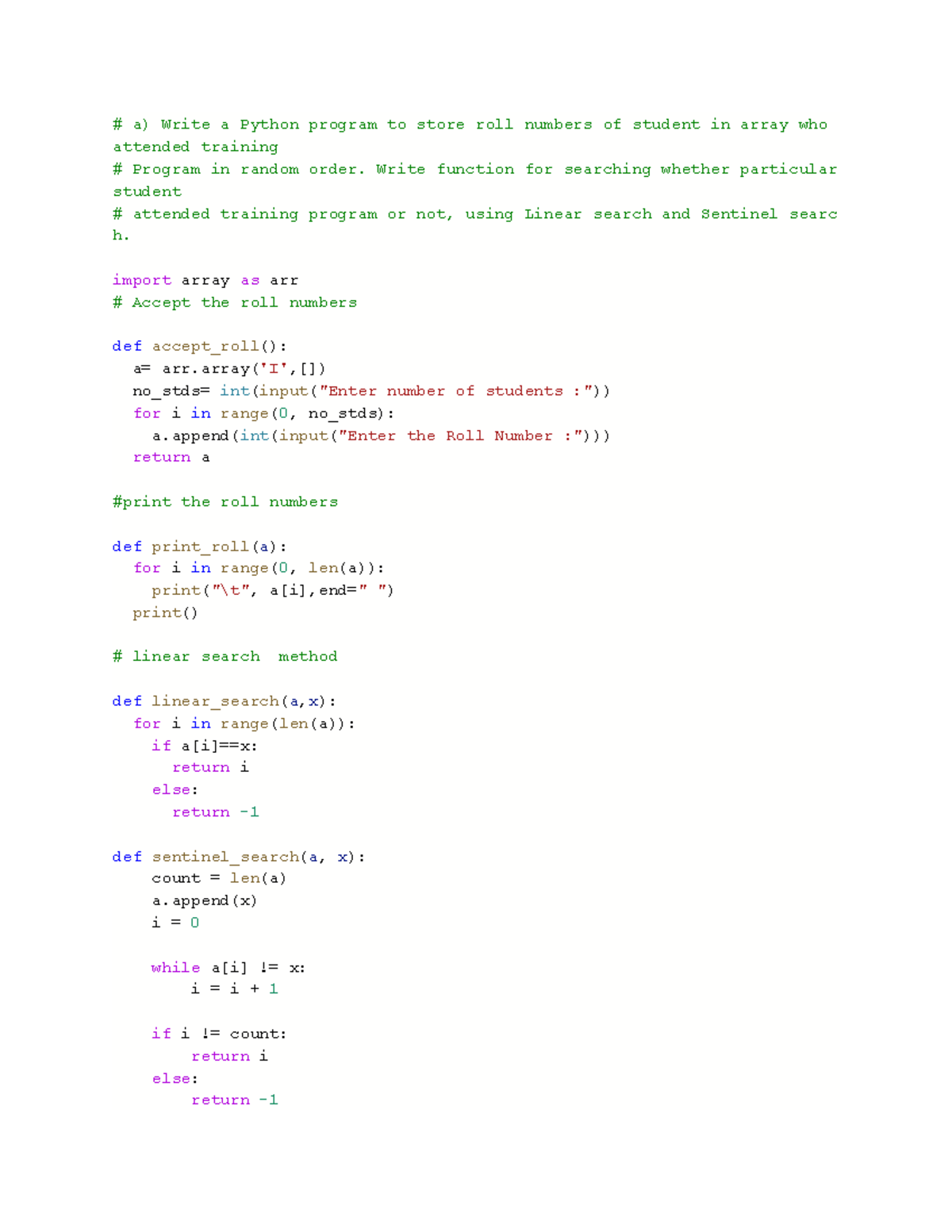 Group B A1 - Notes - a) Write a Python program to store roll numbers of ...