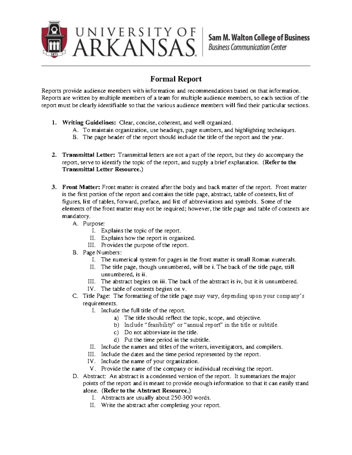 Formal Report - Formal Report Reports provide audience members with ...