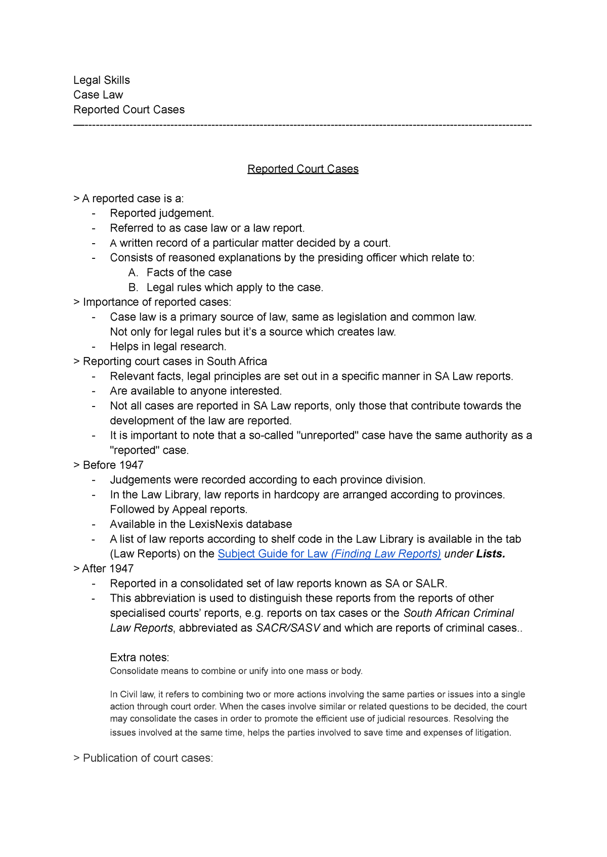 case-law-reported-cases-unreported-case-summary-hierarchy-of