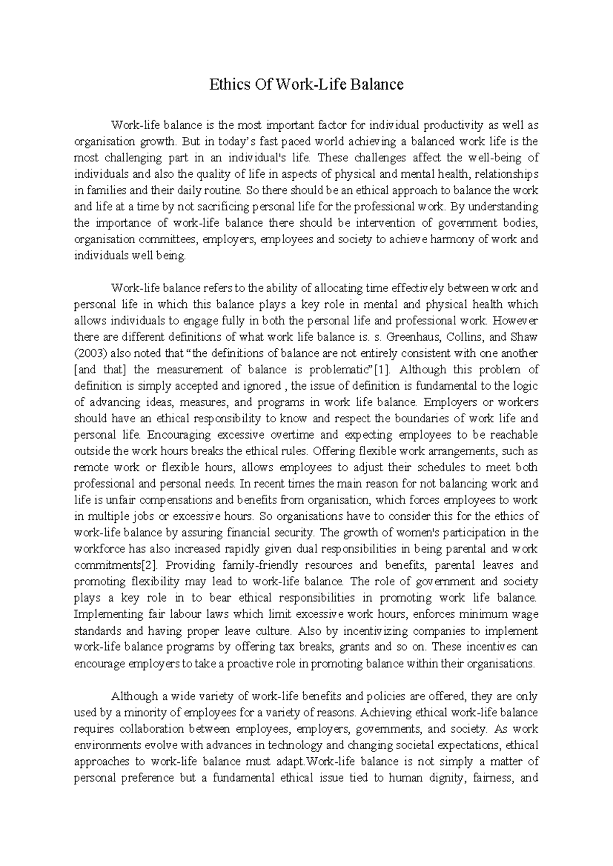 Ethics of work-life balance - Ethics Of Work-Life Balance Work-life ...