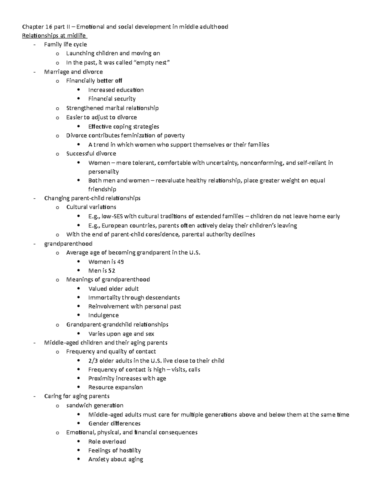 Ch16 part II Handout - relationship at midlife - Chapter 16 part II ...