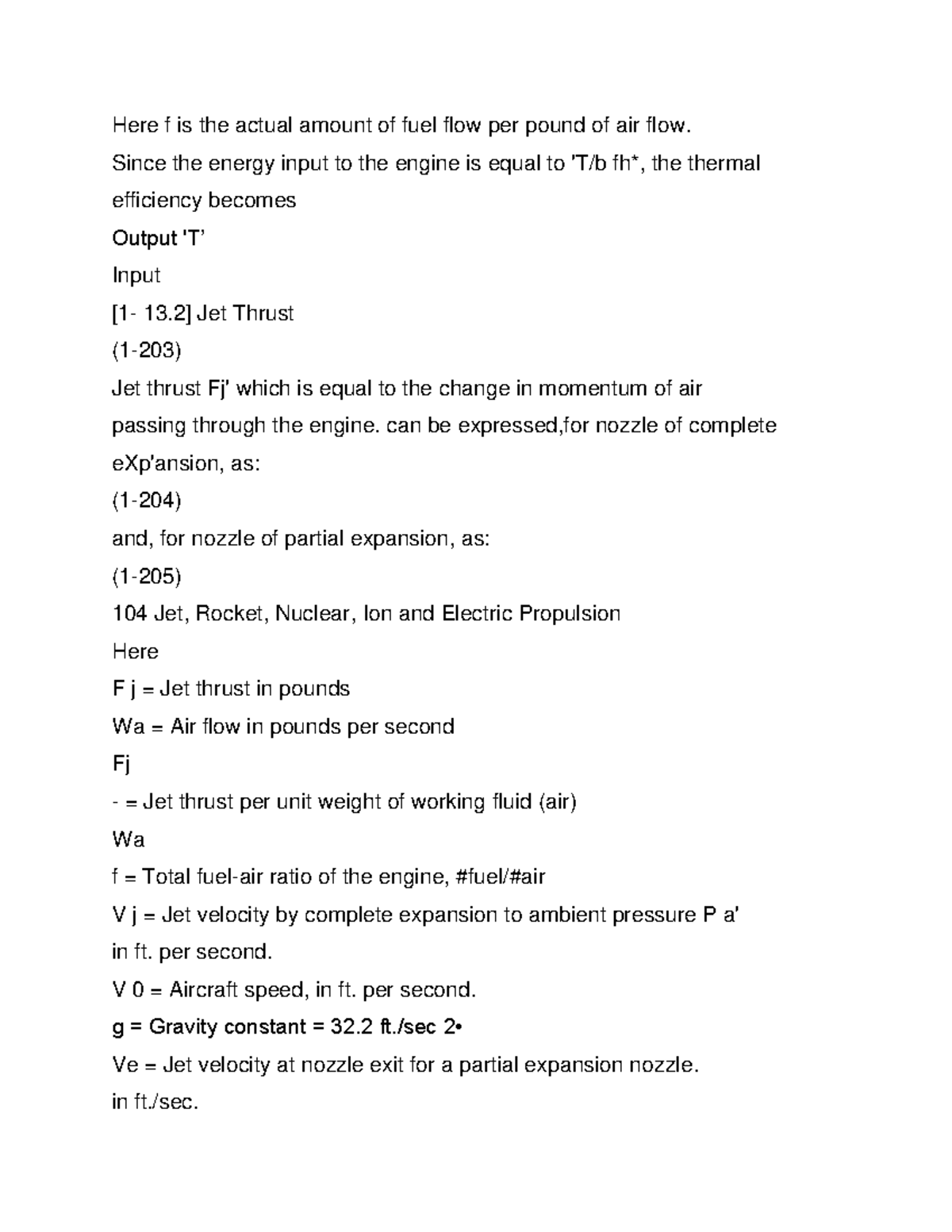 Rocket Propulsion Lecture note 10 - Here f is the actual amount of fuel ...