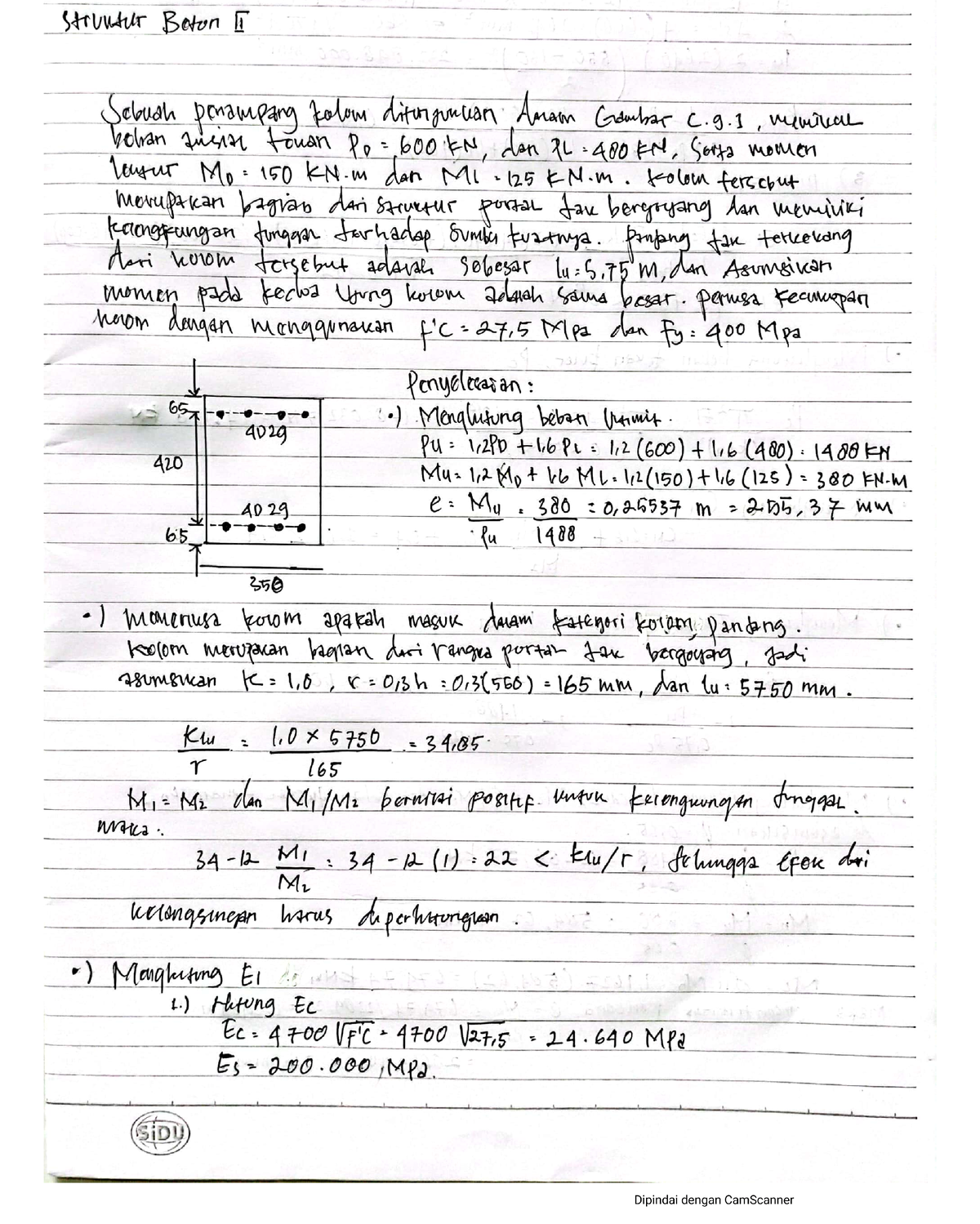 Tugas 2 Struktur Beton II - Struktur Beton Bertulang II - Studocu