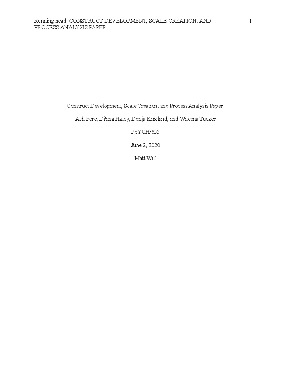 Construct Development, Scale Creation, and Process Analysis Paper ...