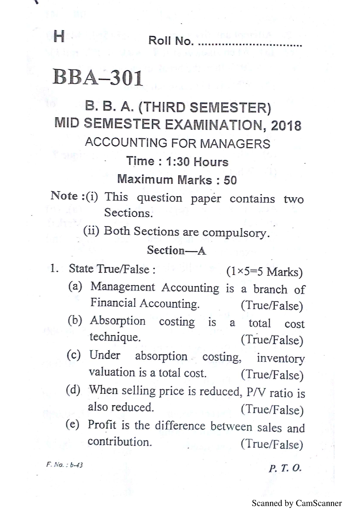 BBA-301 - Bachelors Of Business Administration - Scanned By CamScanner ...